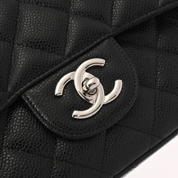 CHANEL Chanel Matelasse W-Flap Chain Shoulder Bag 33cm Black A58601 Women's Caviar Skin