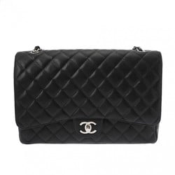 CHANEL Chanel Matelasse W-Flap Chain Shoulder Bag 33cm Black A58601 Women's Caviar Skin