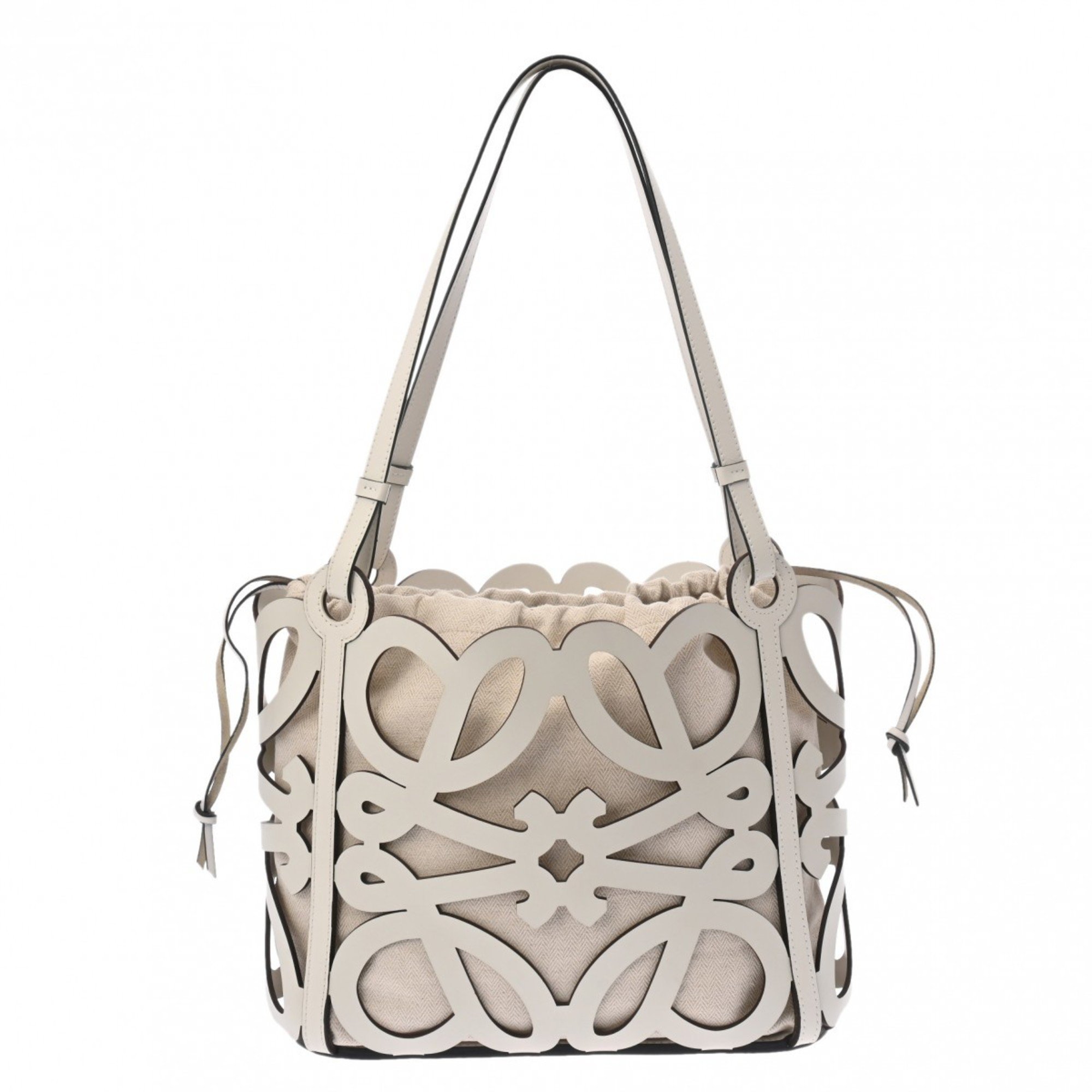 LOEWE Anagram Cutout Tote Small White Women's Leather Bag