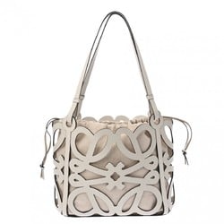 LOEWE Anagram Cutout Tote Small White Women's Leather Bag