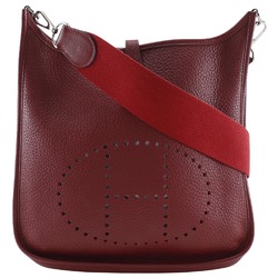 Hermes HERMES Evelyn 2PM Shoulder Bag Taurillon Clemence 2006 Red/□J A5 Snap Button 2 PM Women's