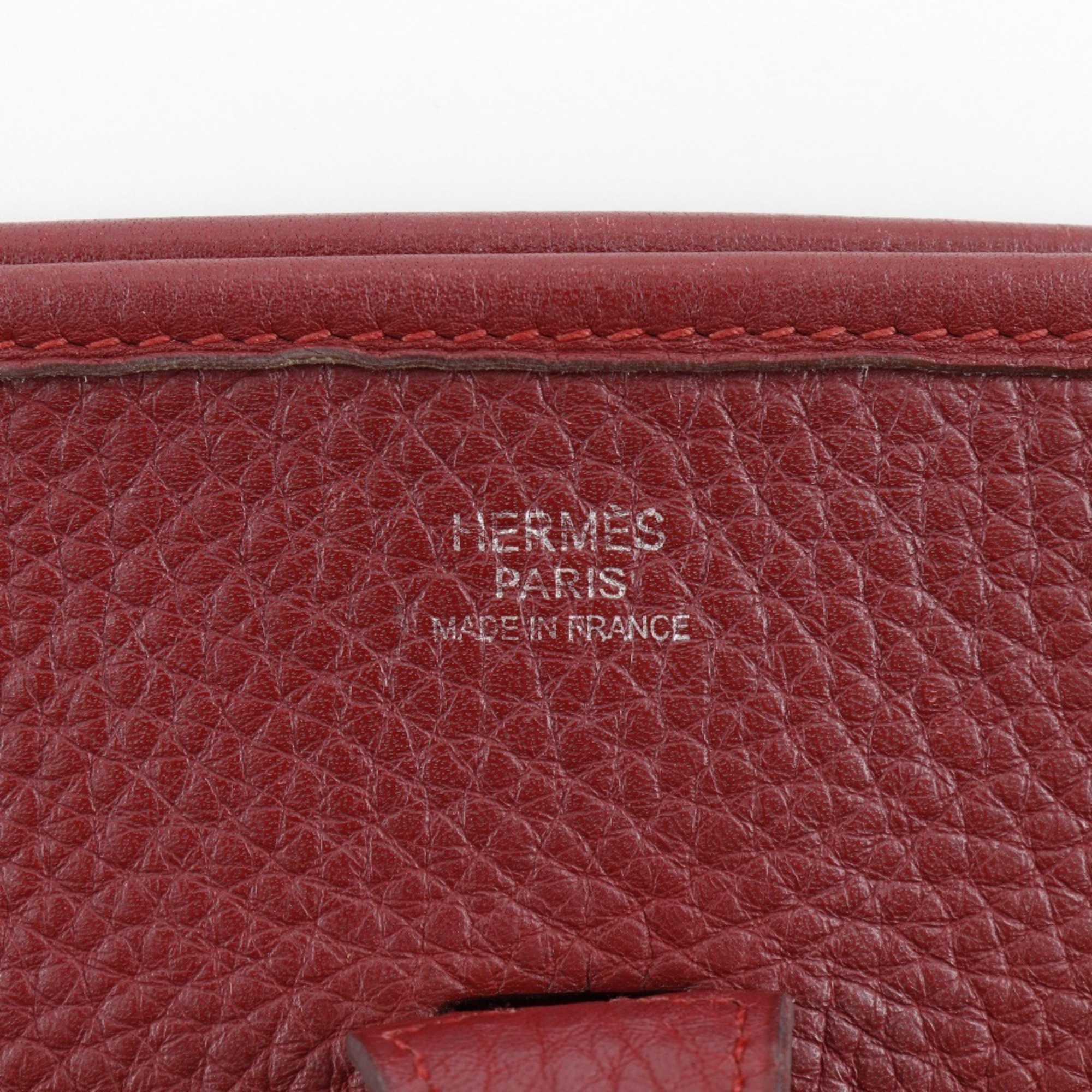 Hermes HERMES Evelyn 2PM Shoulder Bag Taurillon Clemence 2006 Red/□J A5 Snap Button 2 PM Women's