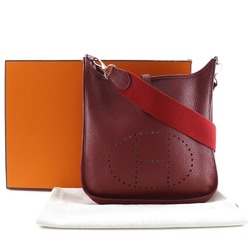 Hermes HERMES Evelyn 2PM Shoulder Bag Taurillon Clemence 2006 Red/□J A5 Snap Button 2 PM Women's