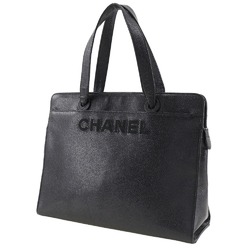 CHANEL handbag caviar skin black A5 logo ladies