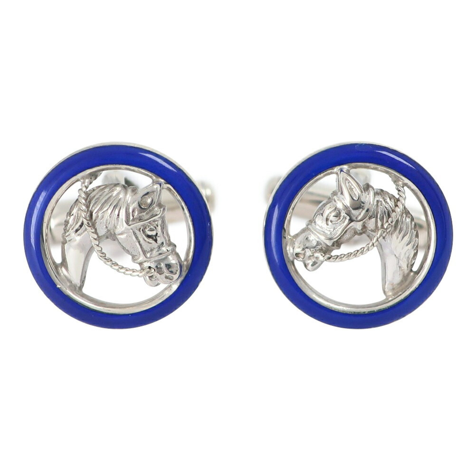 Gucci Cufflinks Silver 925 x Enamel Navy Men's