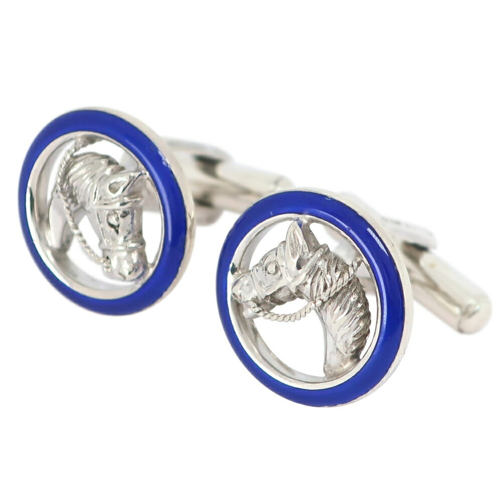 Gucci Cufflinks Silver 925 x Enamel Navy Men's