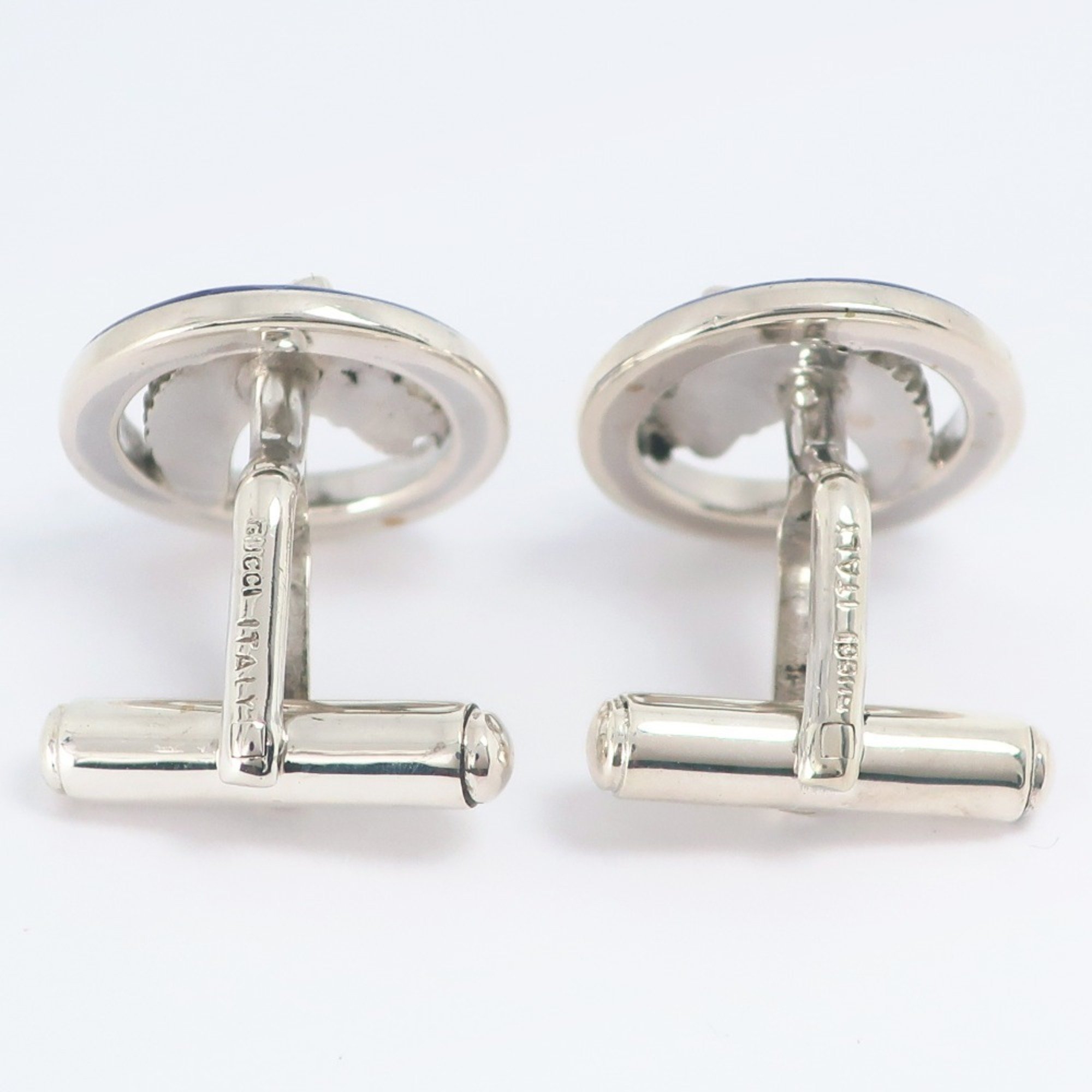 Gucci Cufflinks Silver 925 x Enamel Navy Men's