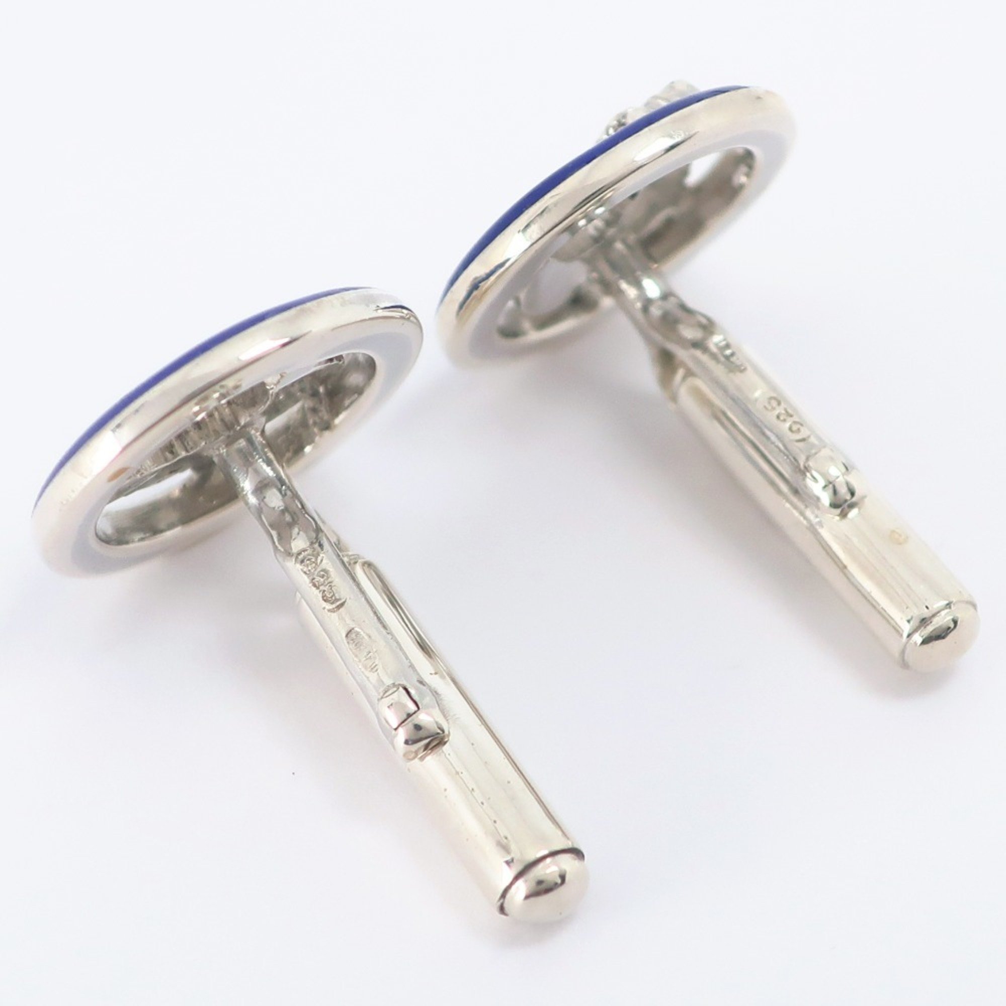 Gucci Cufflinks Silver 925 x Enamel Navy Men's