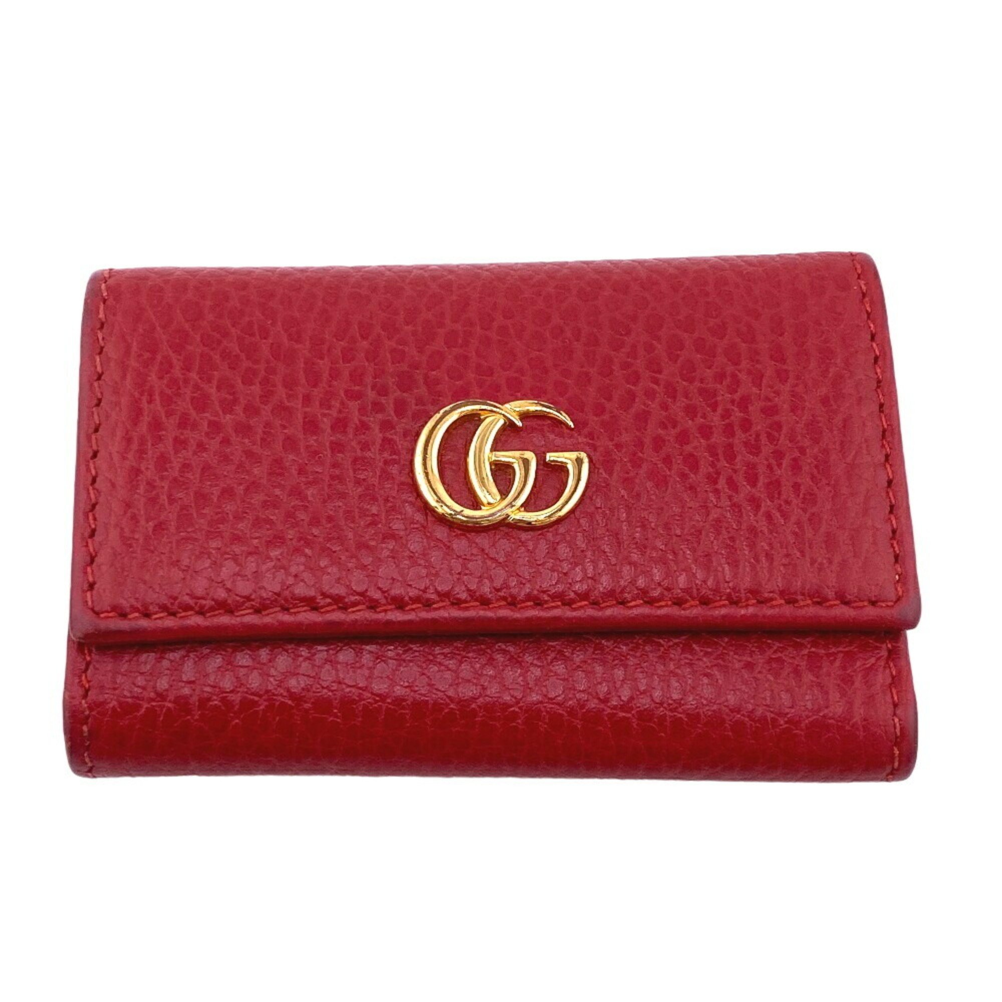 GUCCI 456118 6-ring GG Marmont key case, red, for women