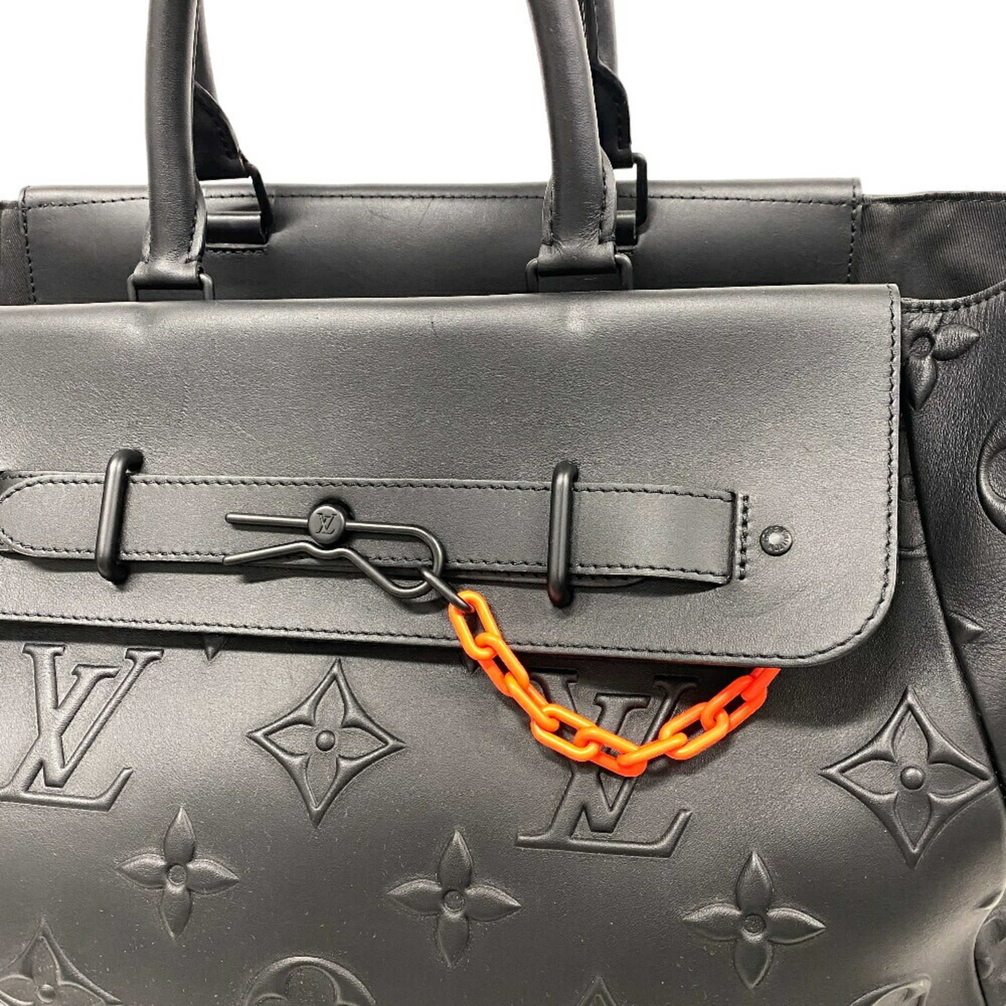 LOUIS VUITTON M58710 Steamer Tote Shoulder Bag Monogram Seal Black Men's