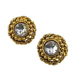 CHANEL Rhinestone Earrings Gold for Women