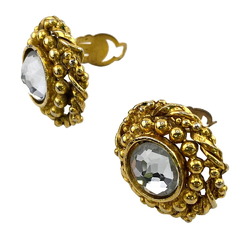 CHANEL Rhinestone Earrings Gold for Women