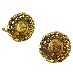 CHANEL Rhinestone Earrings Gold for Women