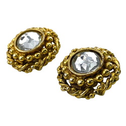 CHANEL Rhinestone Earrings Gold for Women