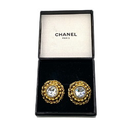 CHANEL Rhinestone Earrings Gold for Women