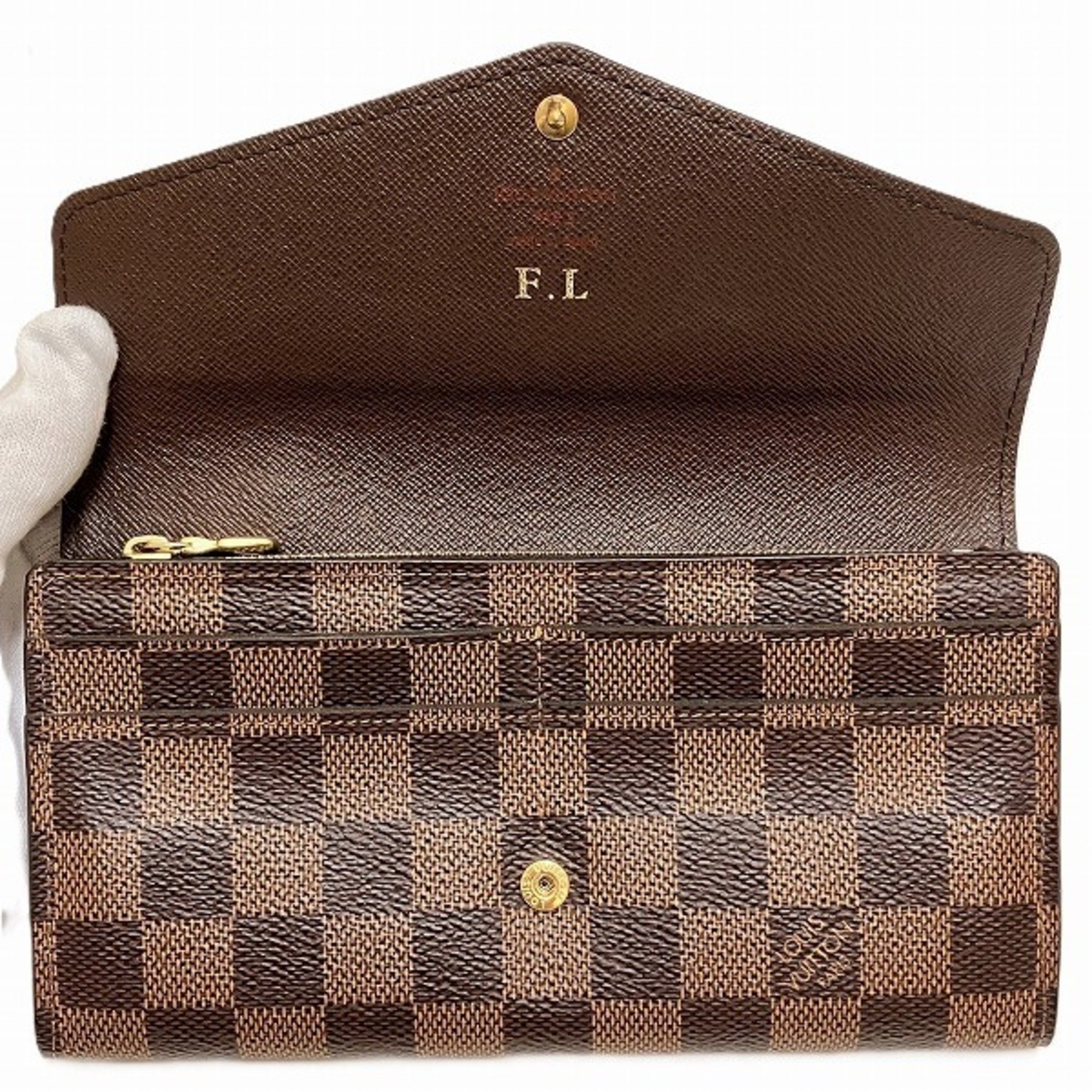 Louis Vuitton Damier Portefeuille Sarah N63209 Long Wallet Bi-fold Men's Women's