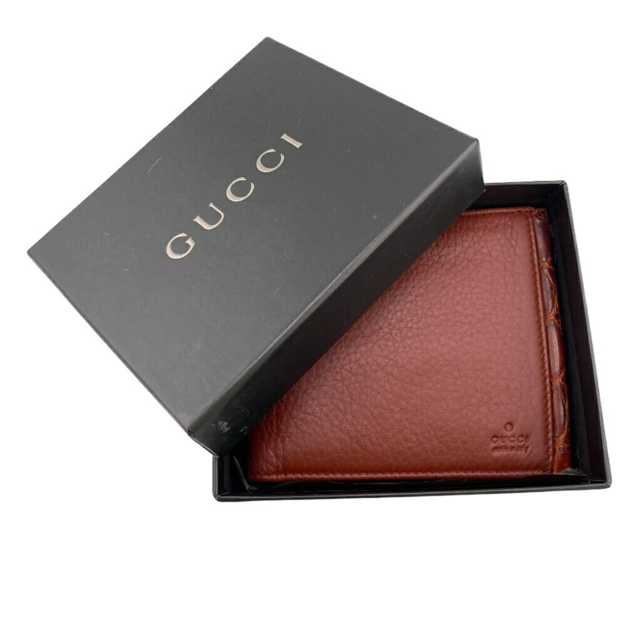 GUCCI 124559 Bamboo Bi-fold Wallet Red Men's