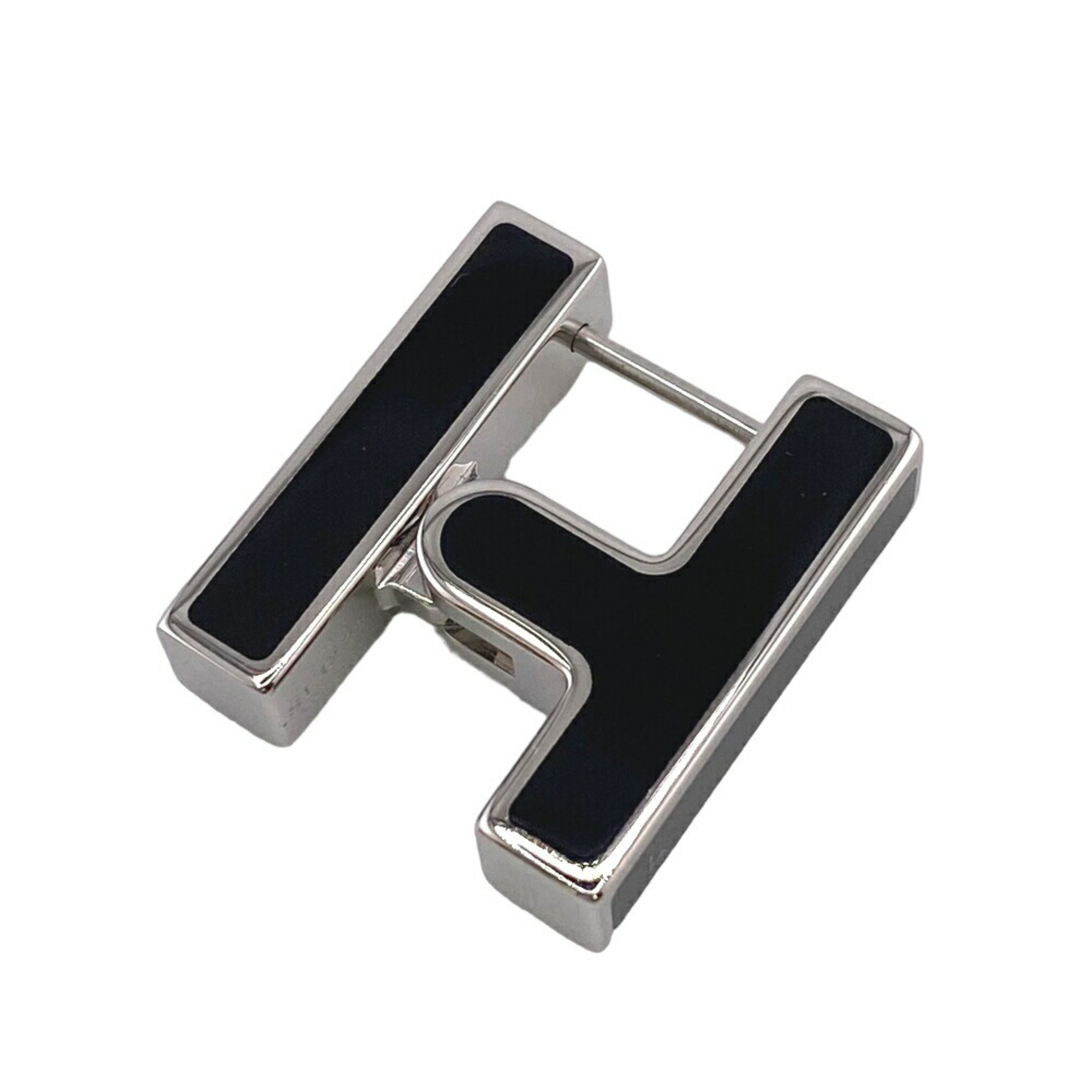 HERMES H Single Earring, Black, Unisex