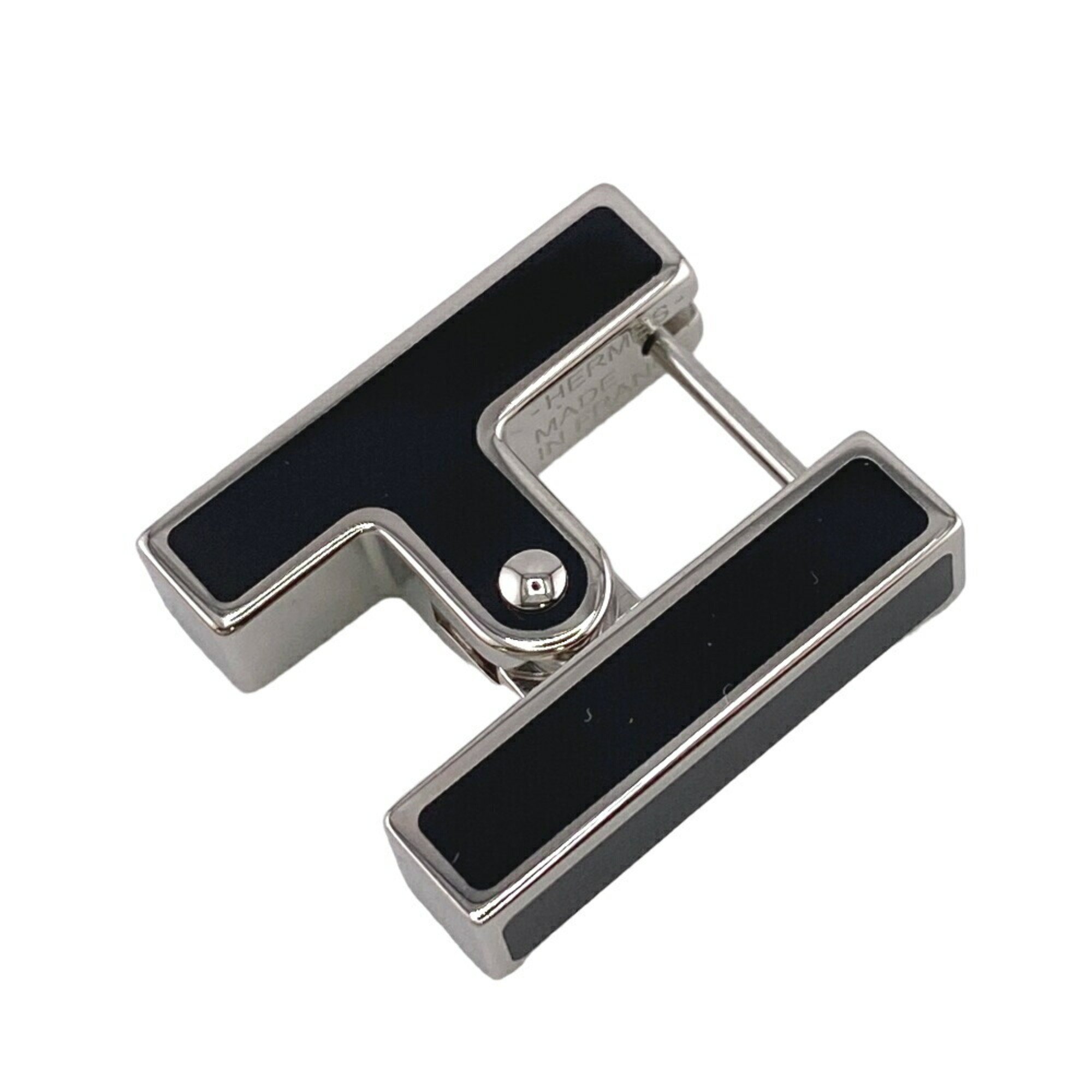 HERMES H Single Earring, Black, Unisex