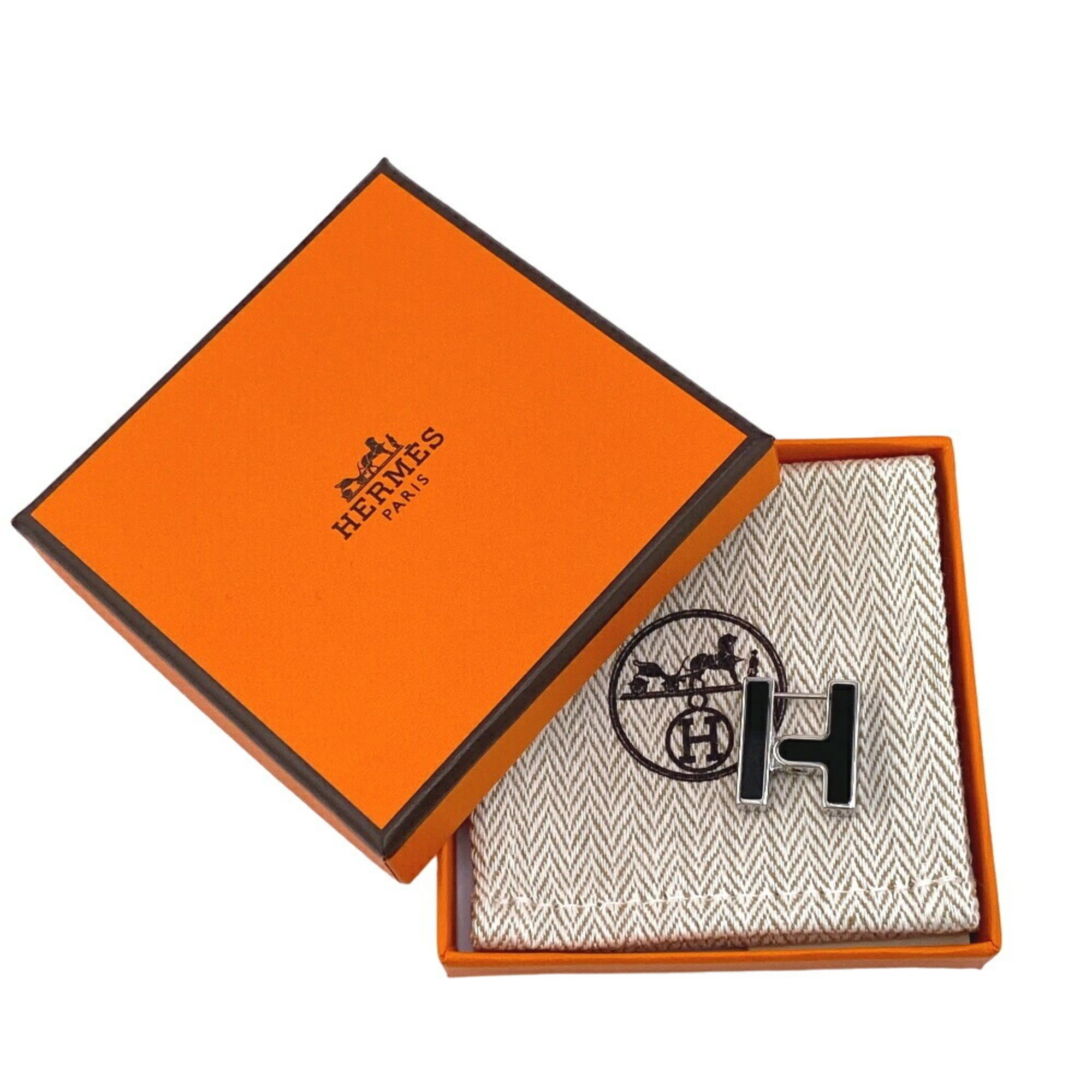 HERMES H Single Earring, Black, Unisex