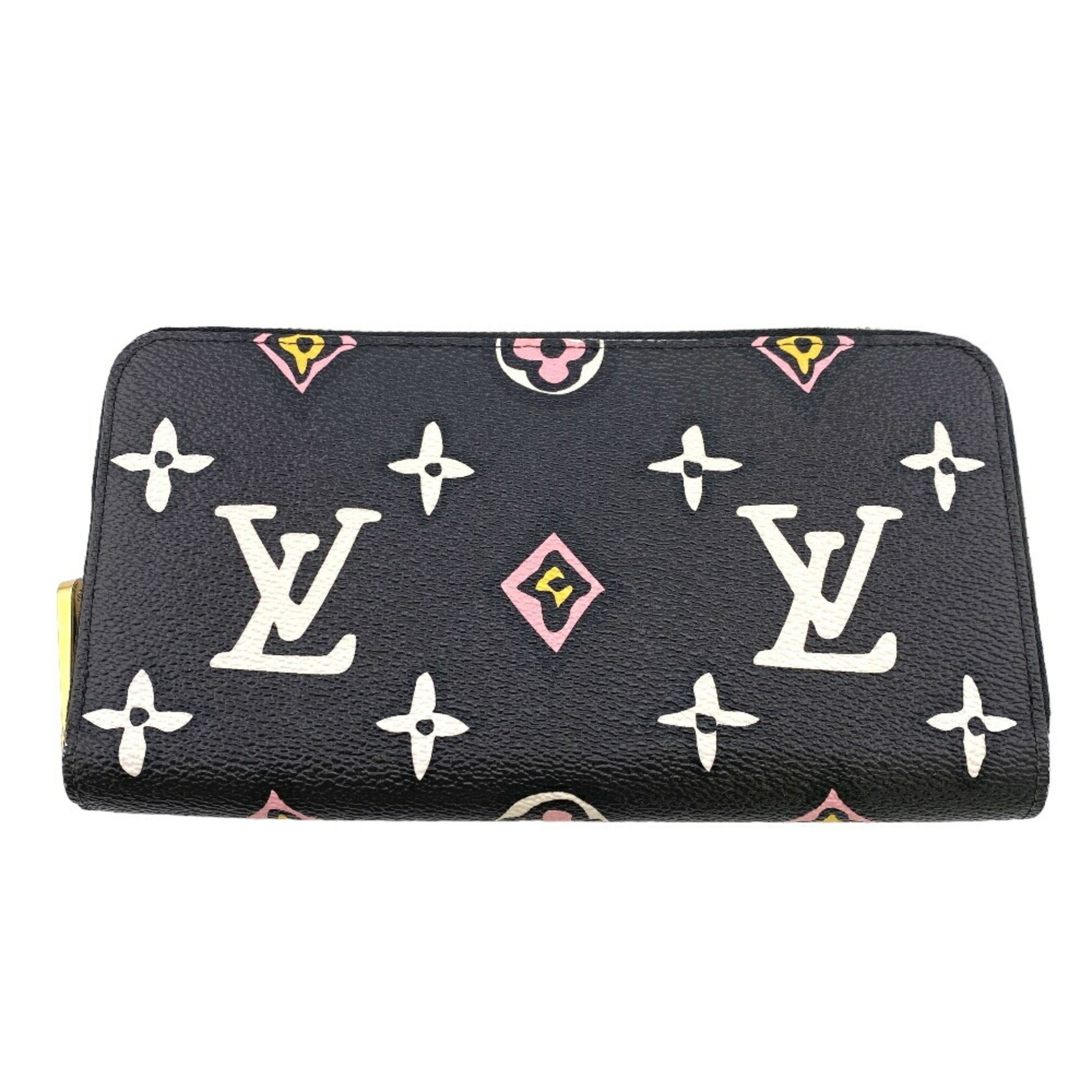 LOUIS VUITTON M80683 Wild at Heart Round Monogram Long Wallet Black Women's