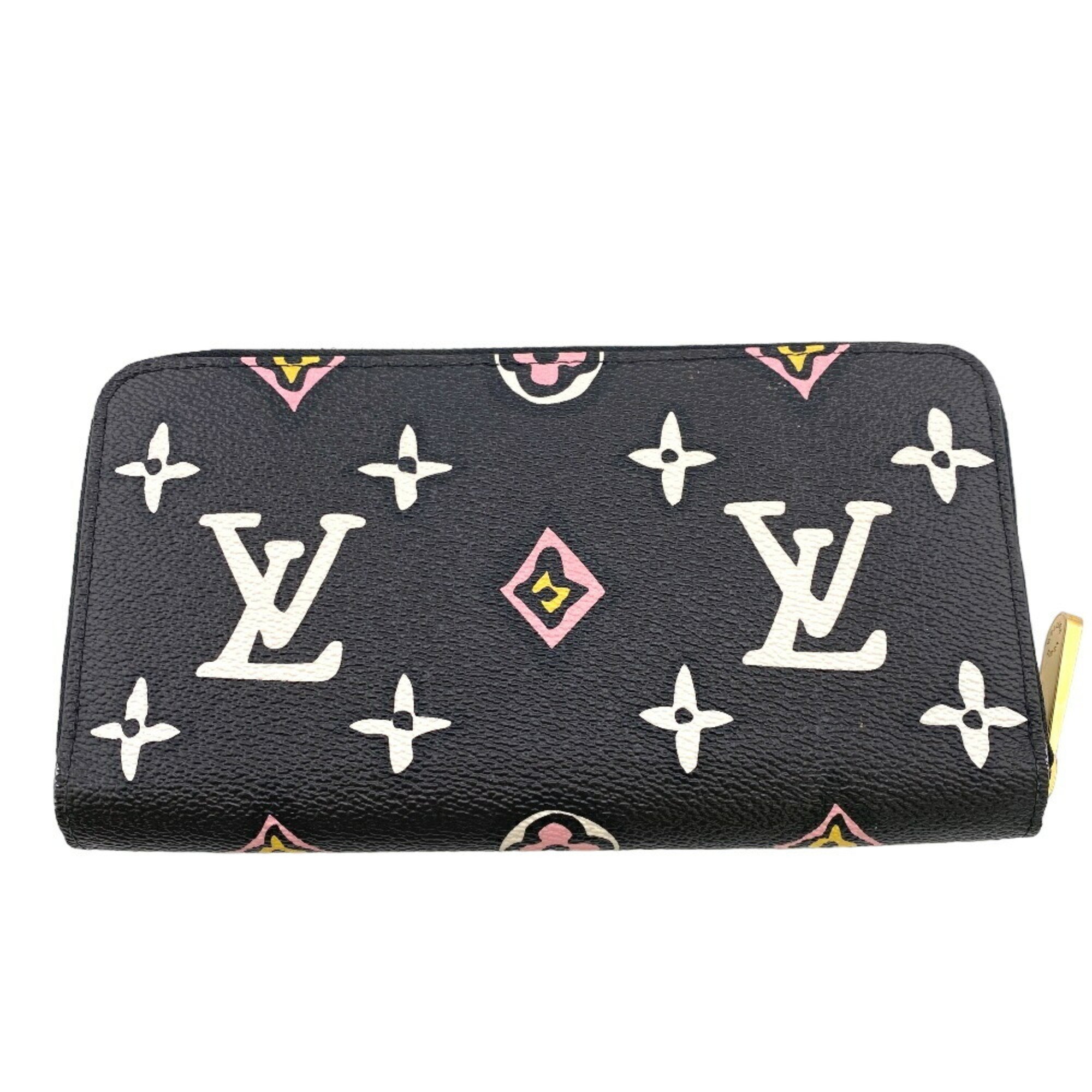 LOUIS VUITTON M80683 Wild at Heart Round Monogram Long Wallet Black Women's