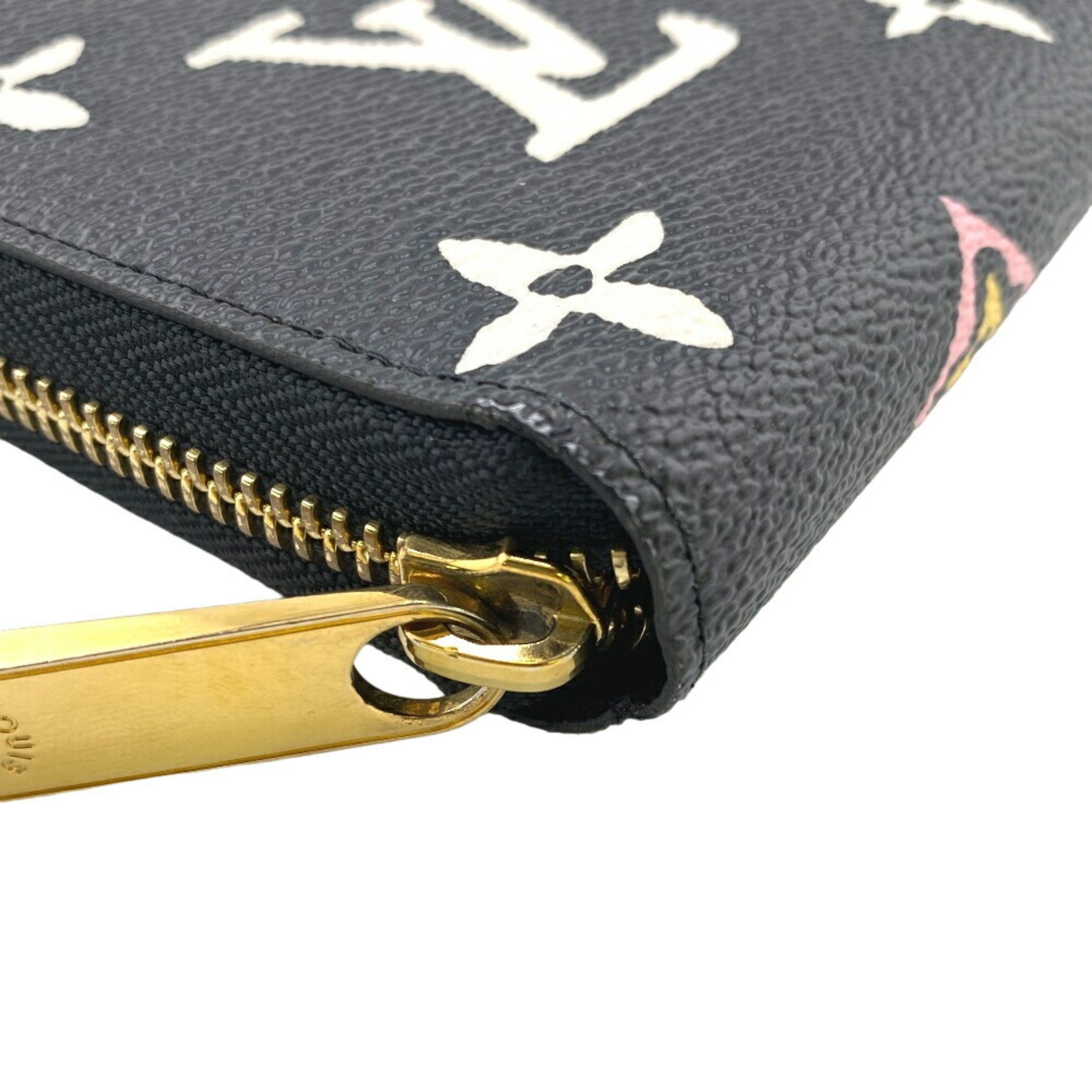 LOUIS VUITTON M80683 Wild at Heart Round Monogram Long Wallet Black Women's