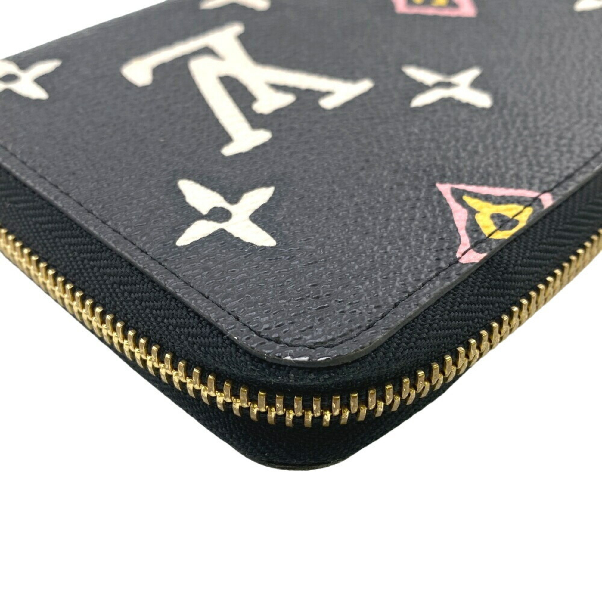 LOUIS VUITTON M80683 Wild at Heart Round Monogram Long Wallet Black Women's