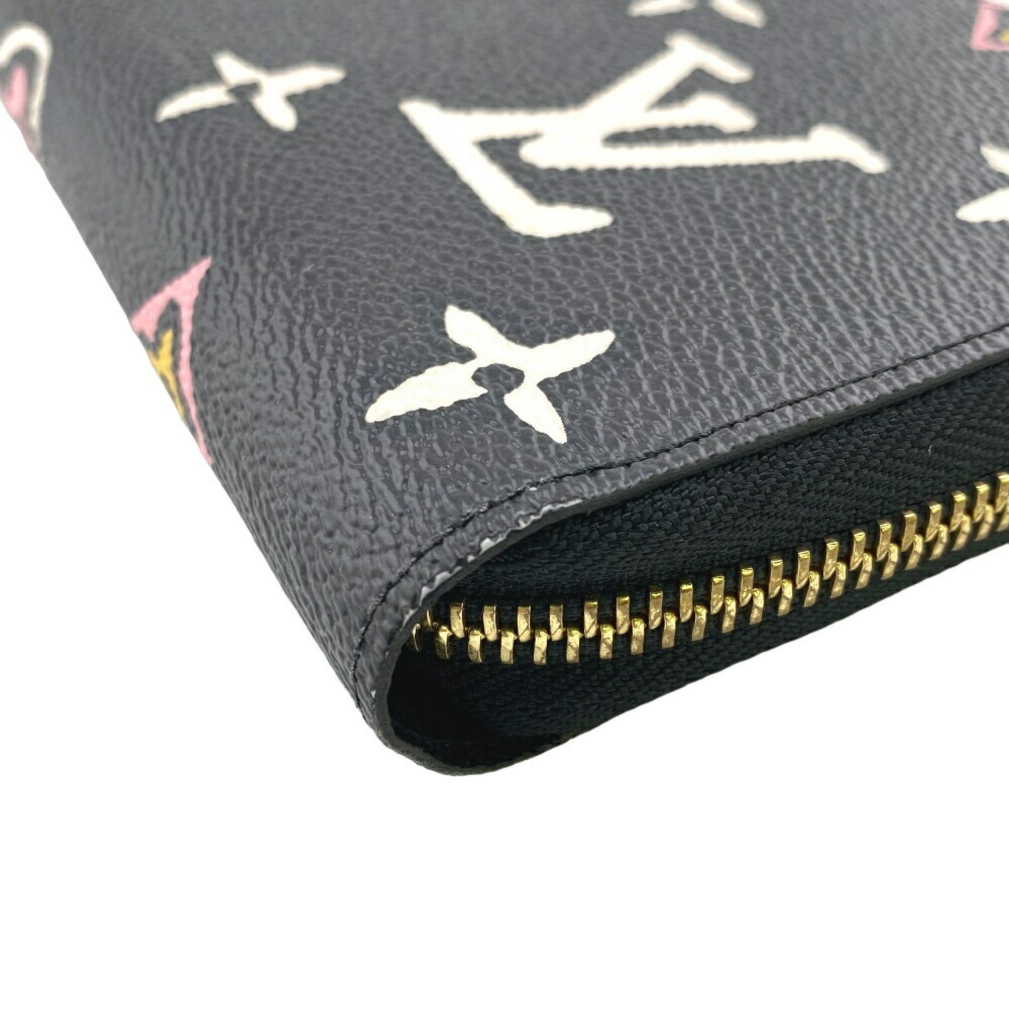 LOUIS VUITTON M80683 Wild at Heart Round Monogram Long Wallet Black Women's