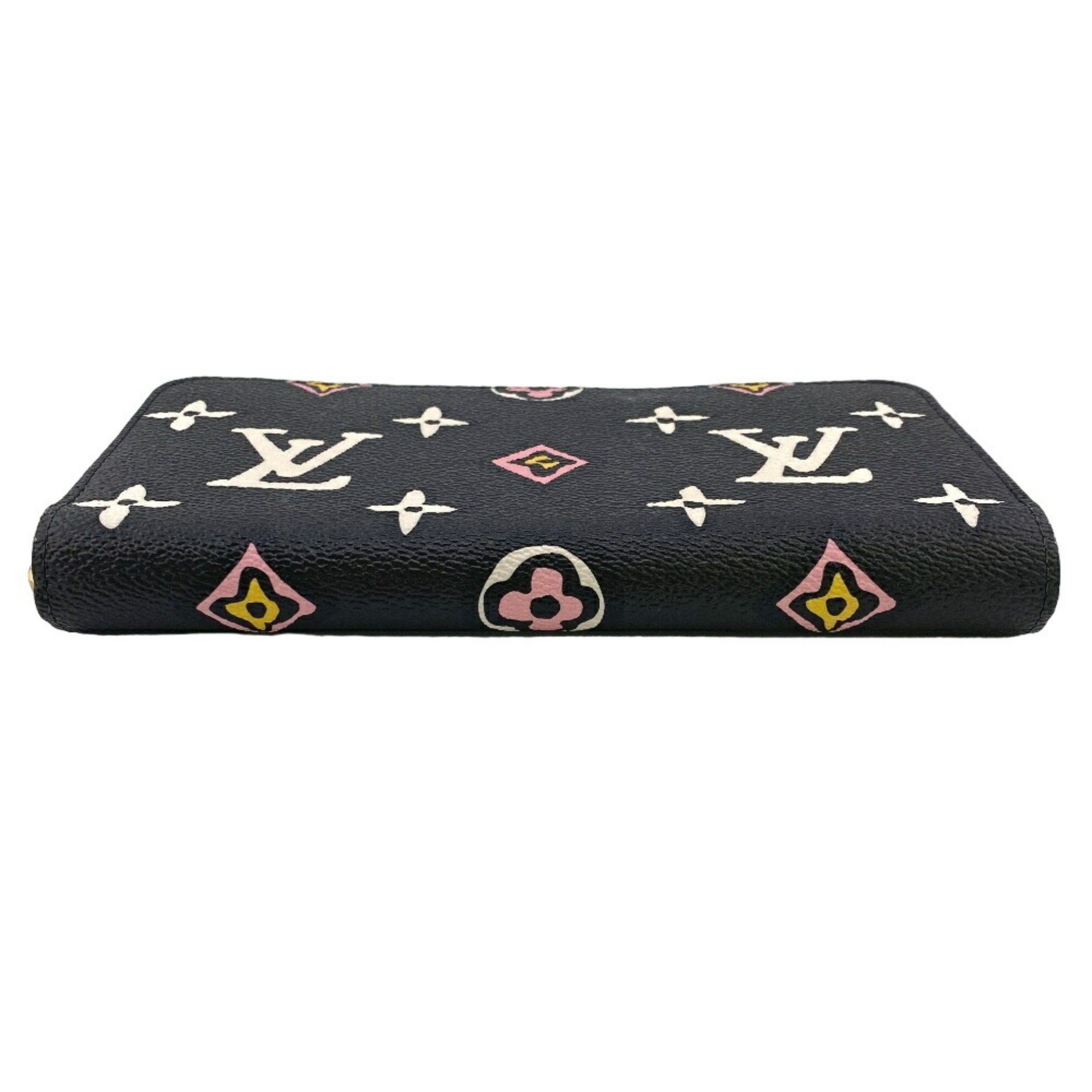 LOUIS VUITTON M80683 Wild at Heart Round Monogram Long Wallet Black Women's