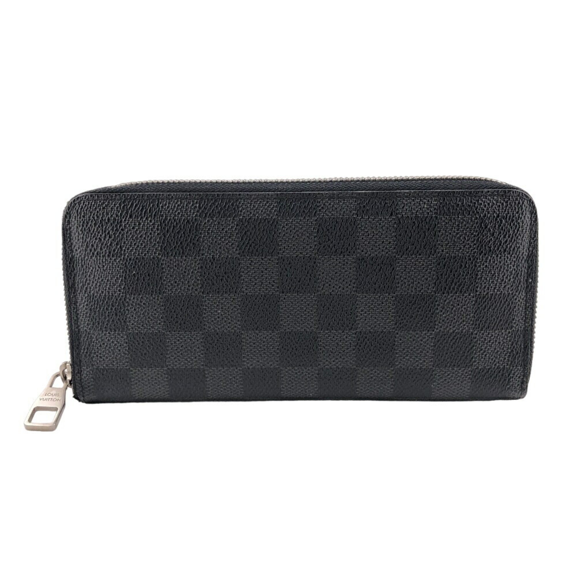 LOUIS VUITTON N63095 Zippy Wallet Round Vertical Long Black Men's