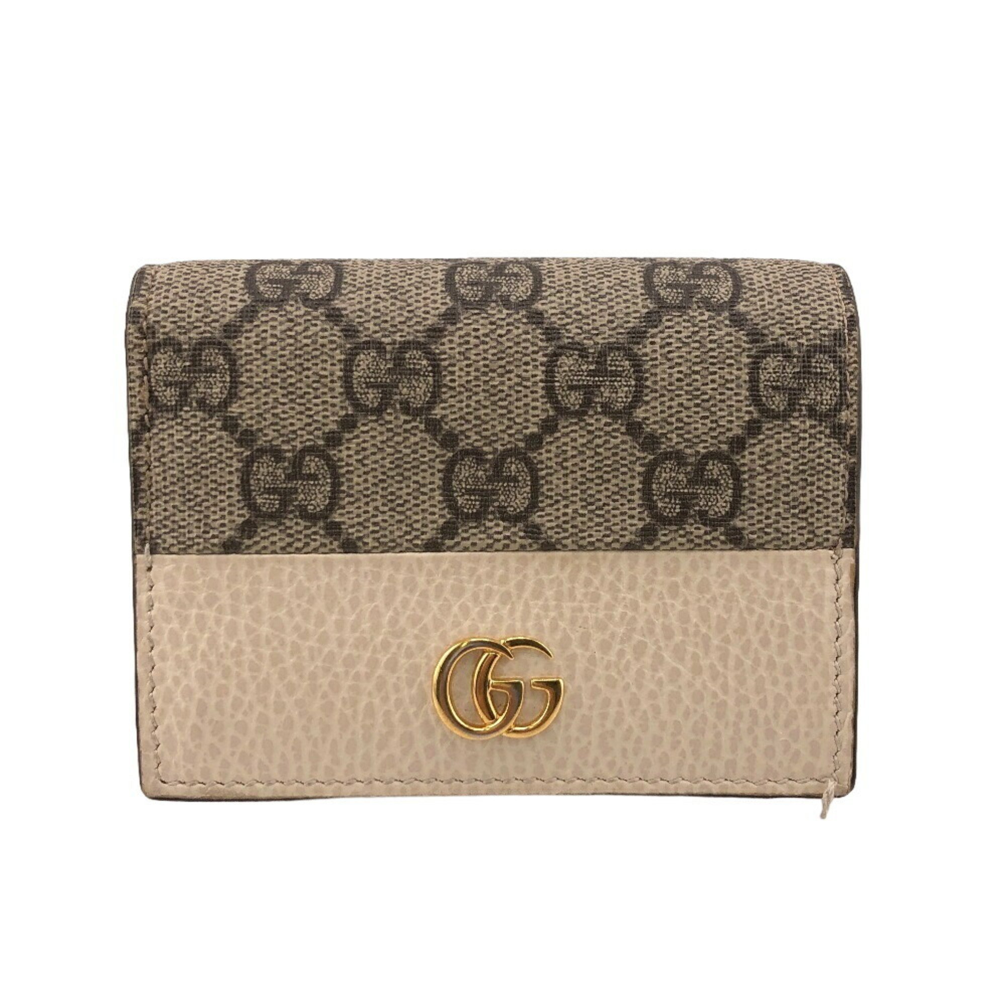 GUCCI 658610 Compact Wallet GG Marmont Bi-fold Brown Women's