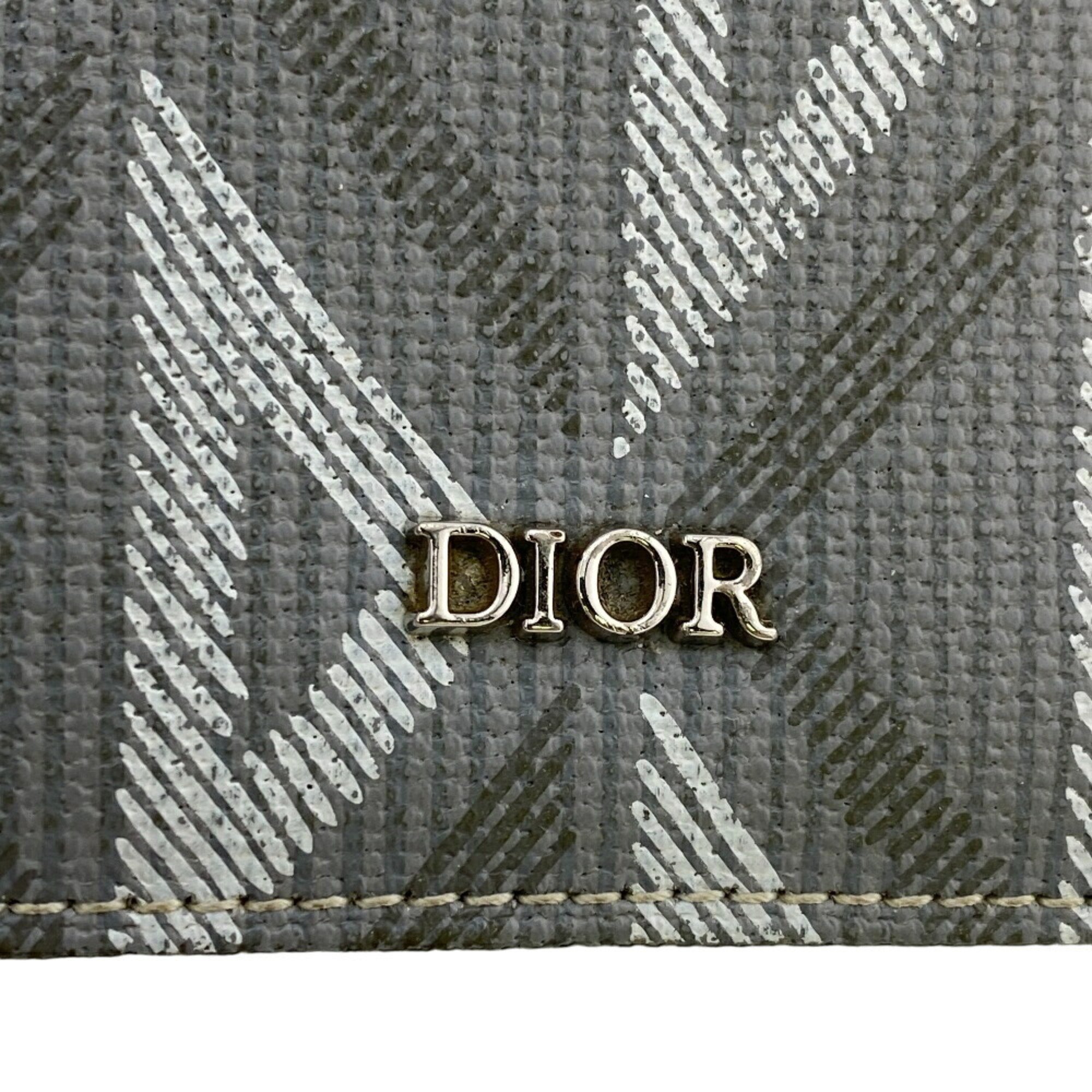 Christian Dior CD Diamond Compact Wallet Bi-fold Grey Unisex