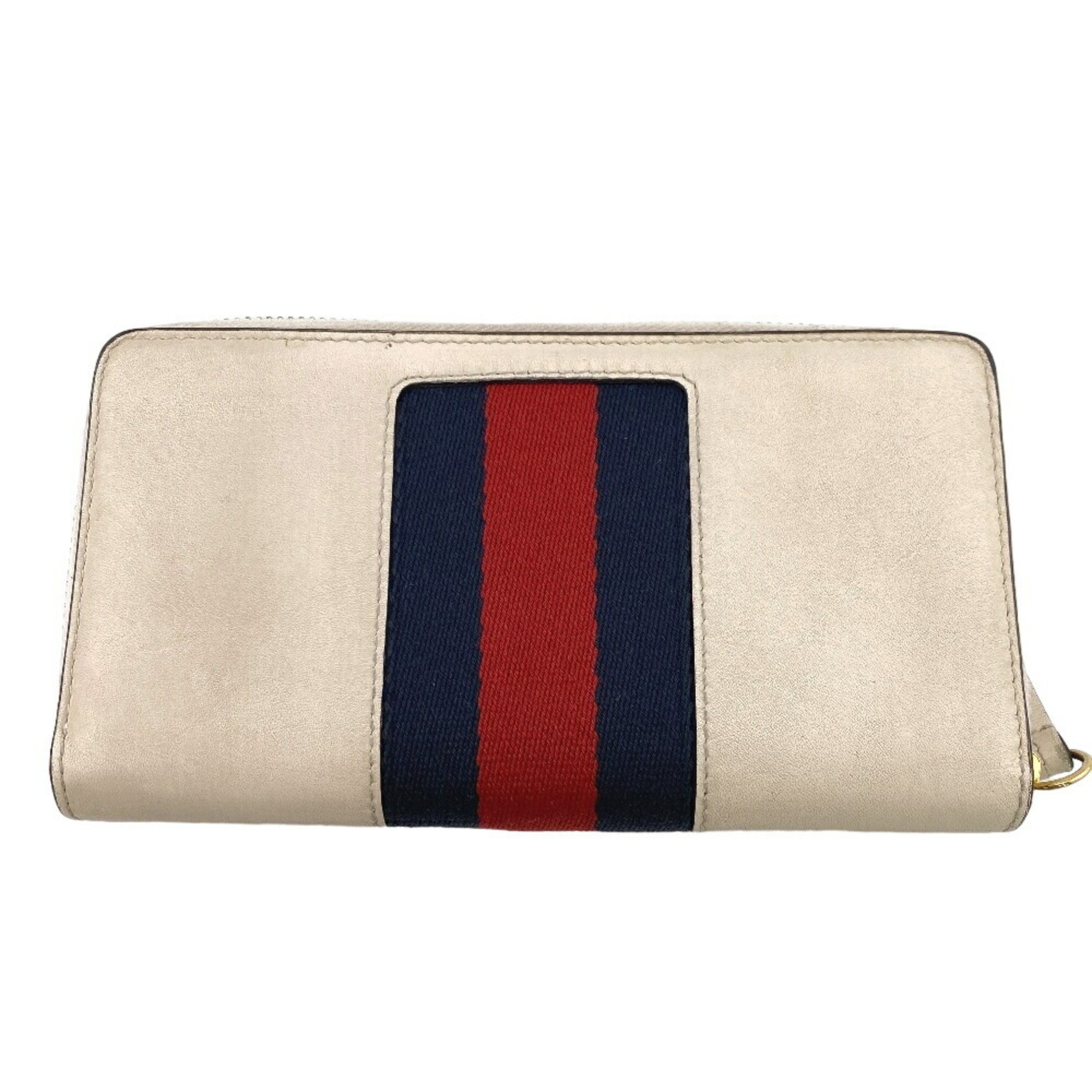 GUCCI Gucci Sylvie Round Sherry Line Long Wallet Ivory Women's