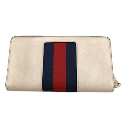 GUCCI Gucci Sylvie Round Sherry Line Long Wallet Ivory Women's