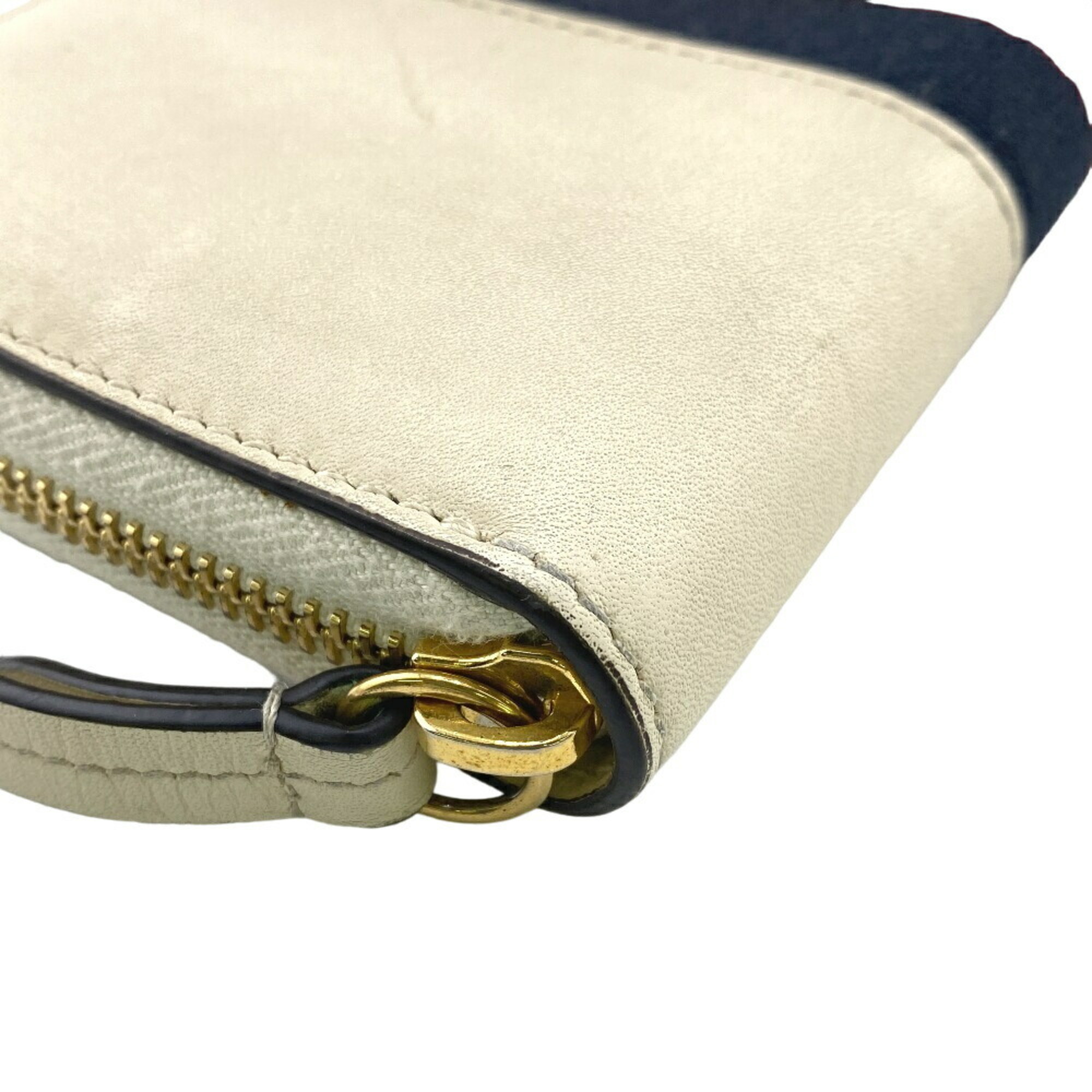 GUCCI Gucci Sylvie Round Sherry Line Long Wallet Ivory Women's