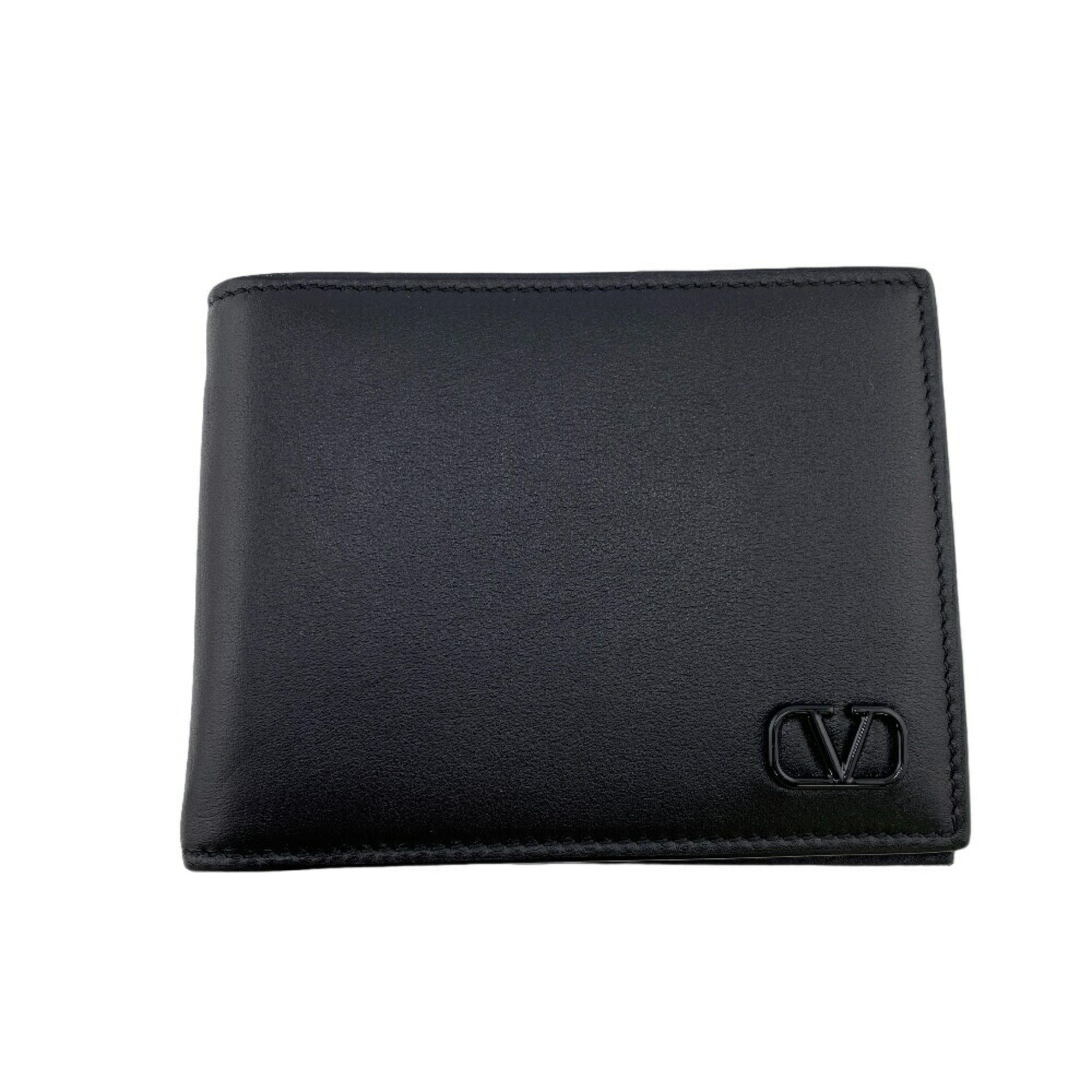 Valentino Garavani V Money Clip Bi-fold Wallet Black Men's