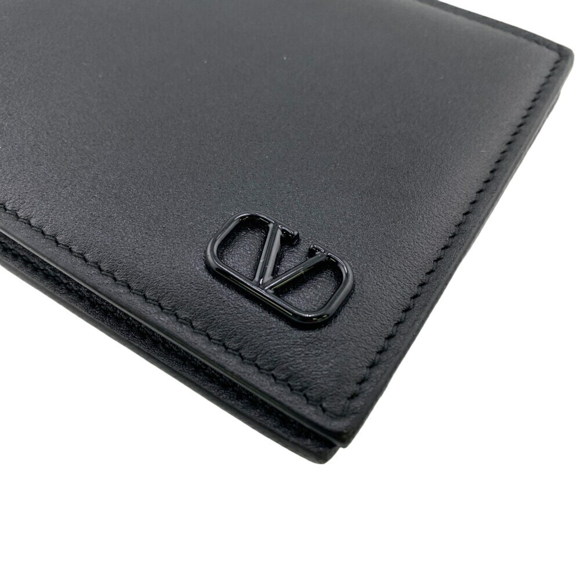 Valentino Garavani V Money Clip Bi-fold Wallet Black Men's