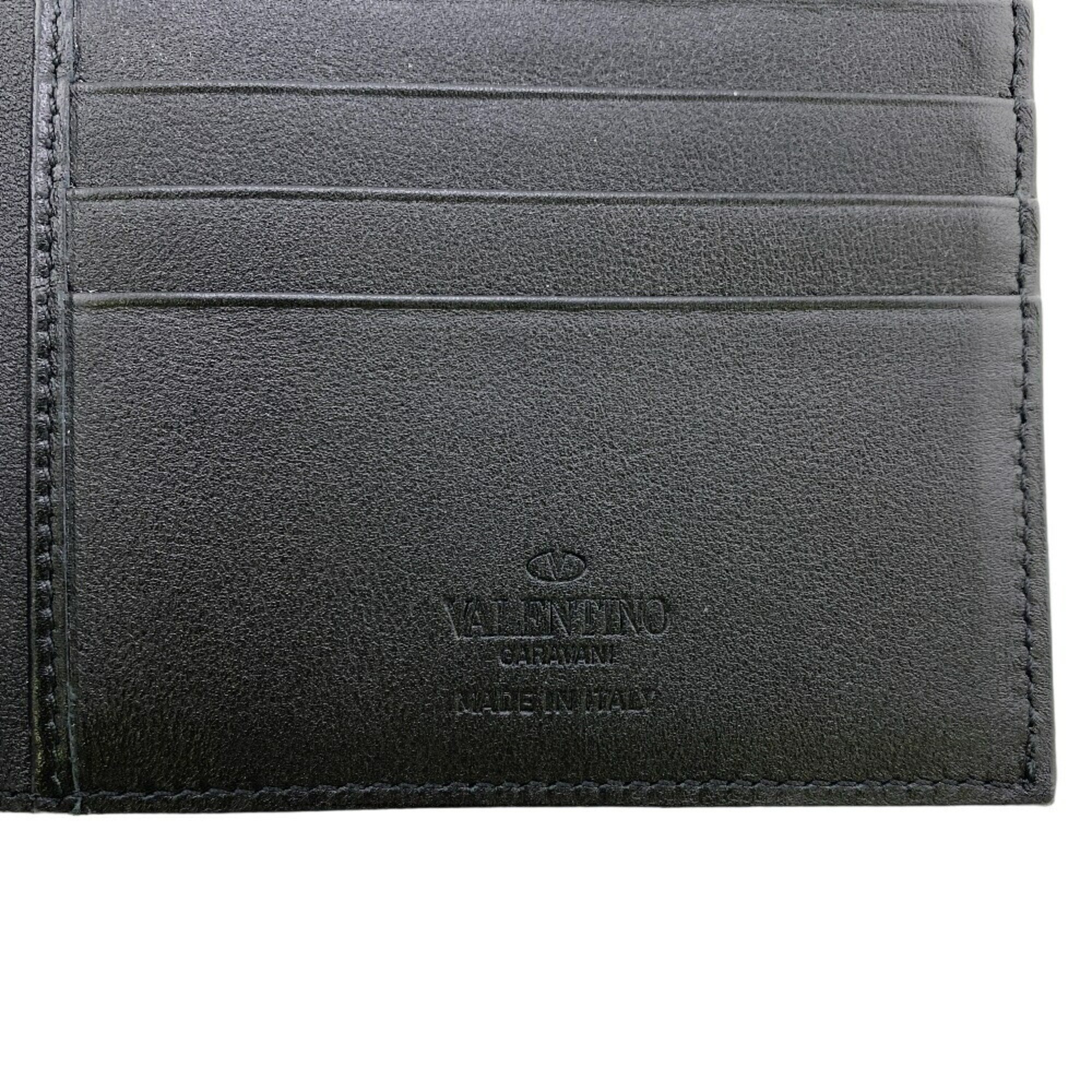 Valentino Garavani V Money Clip Bi-fold Wallet Black Men's