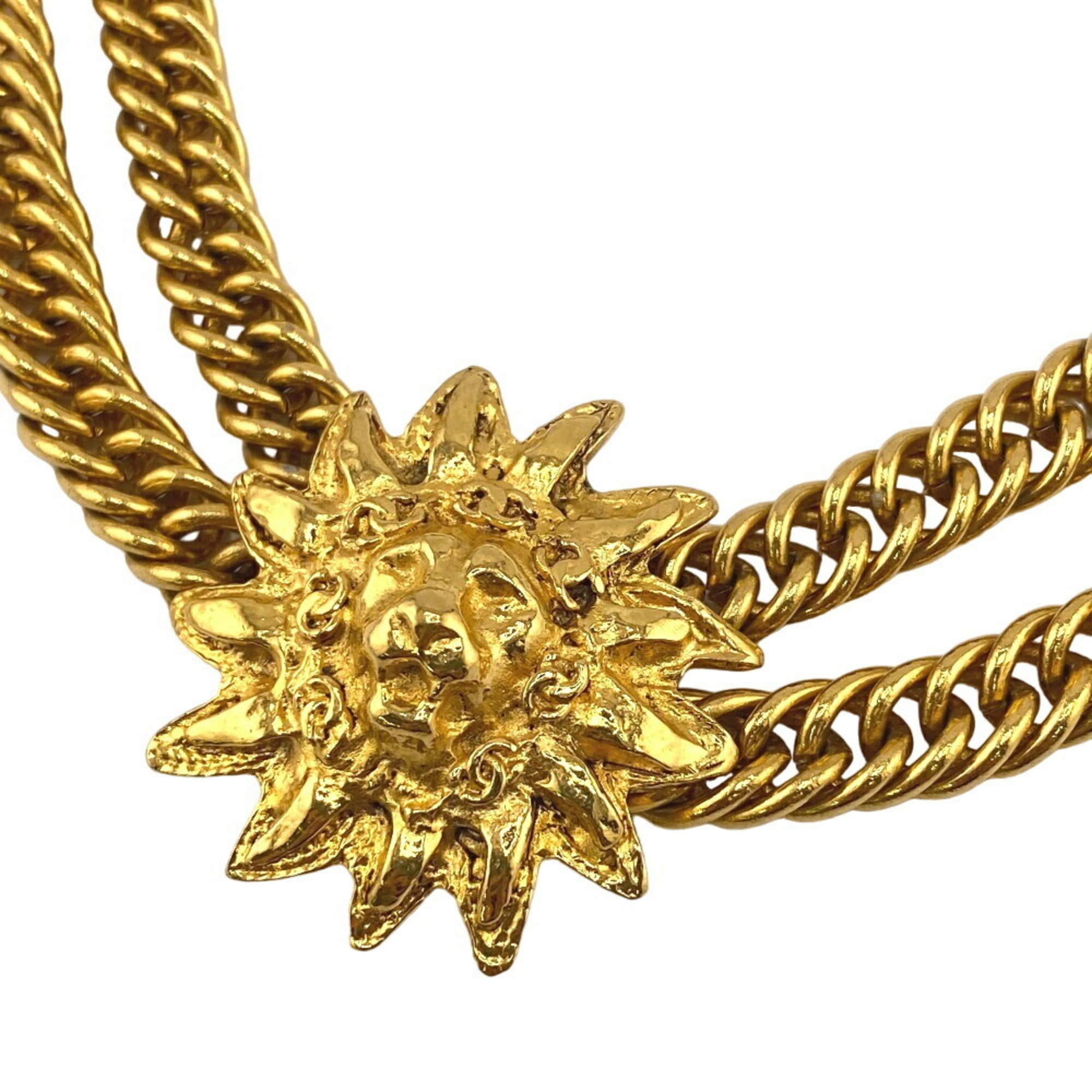 CHANEL Lion motif double chain choker, gold, unisex