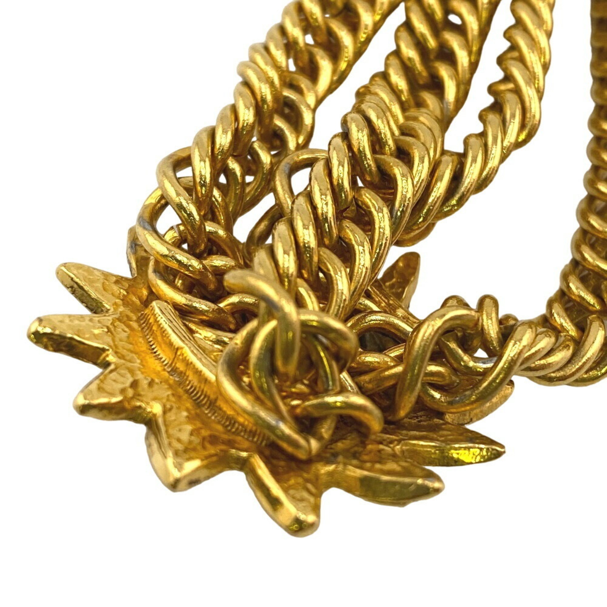 CHANEL Lion motif double chain choker, gold, unisex