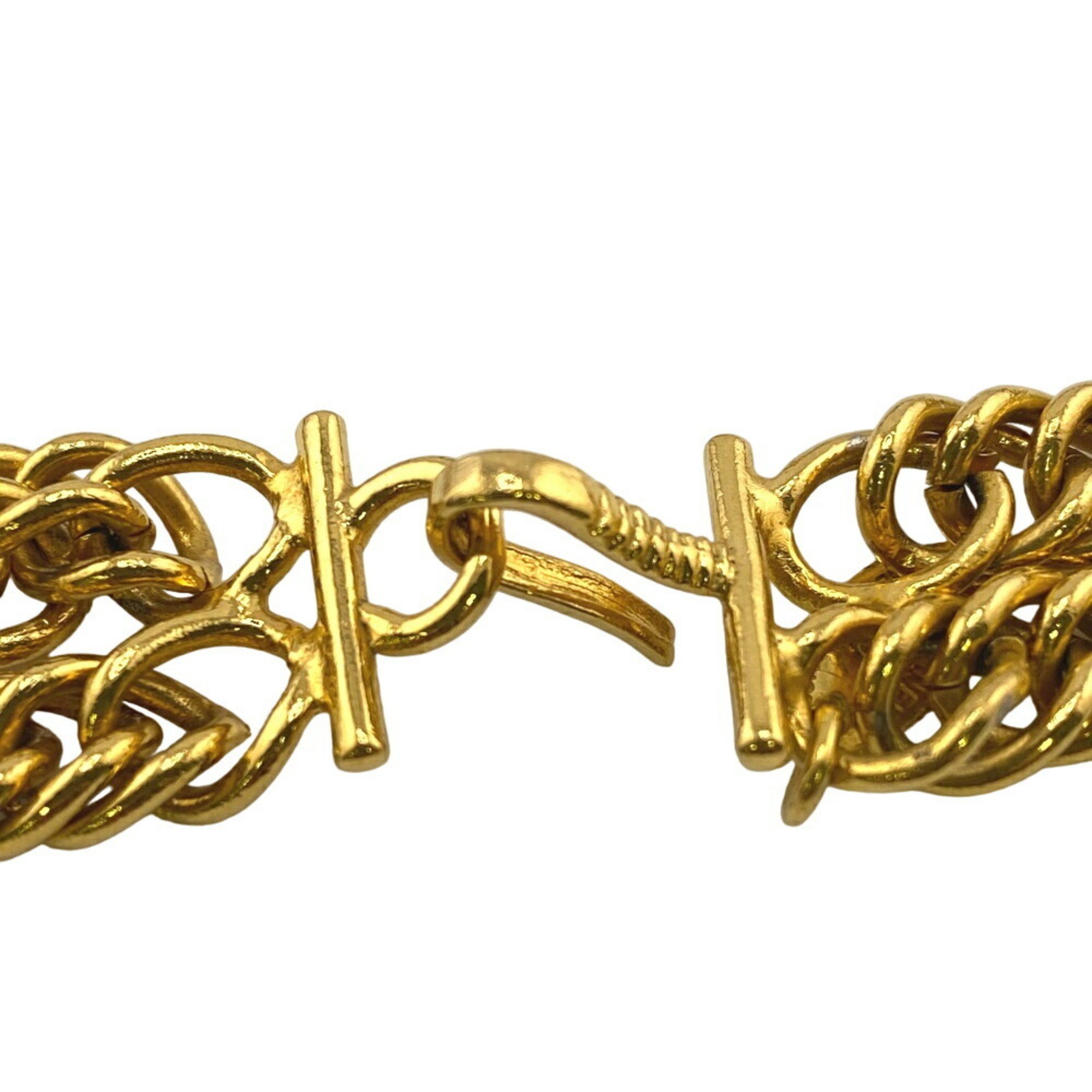 CHANEL Lion motif double chain choker, gold, unisex