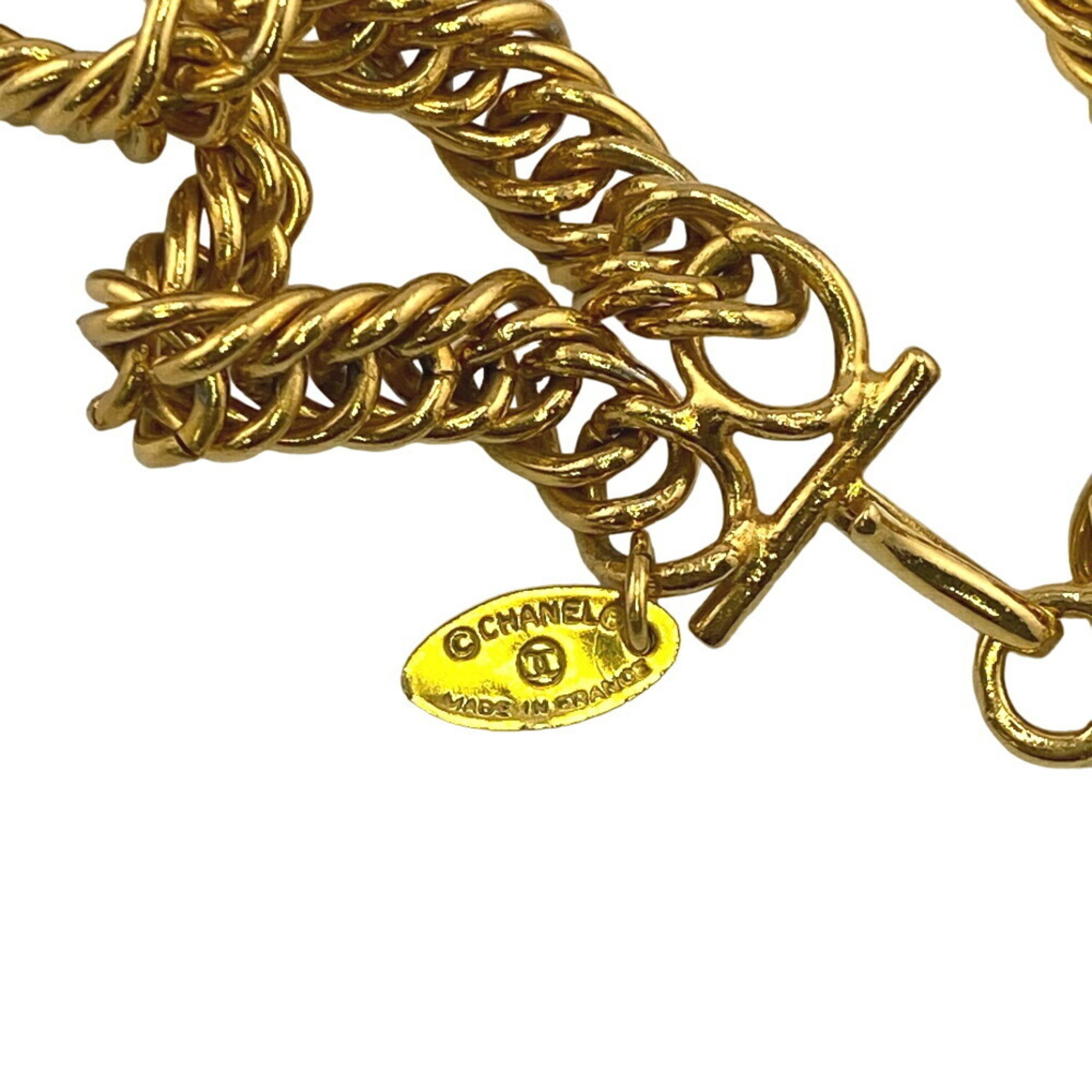 CHANEL Lion motif double chain choker, gold, unisex