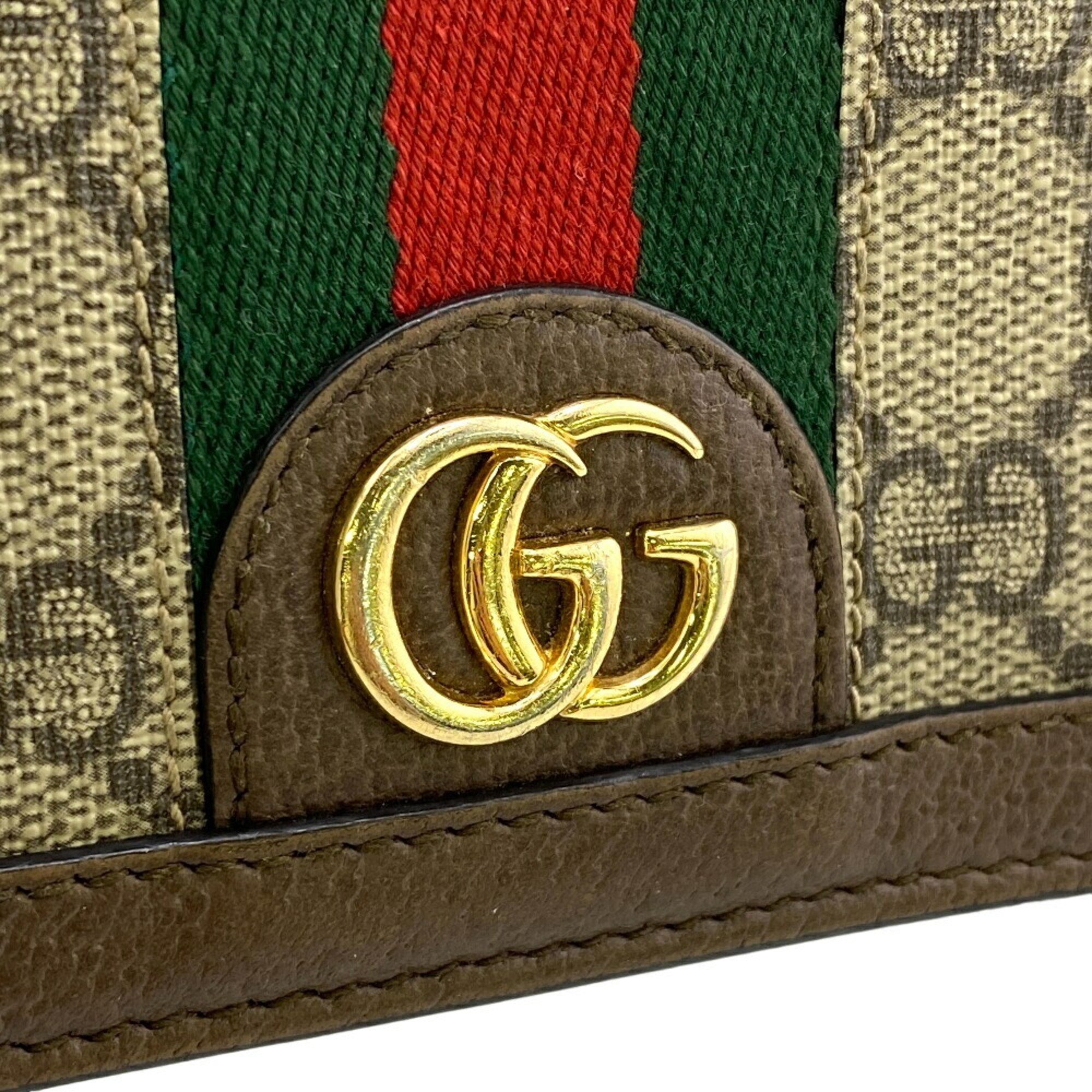 GUCCI 523155 Ophidia Compact Wallet GG Marmont Bi-fold Brown Women's