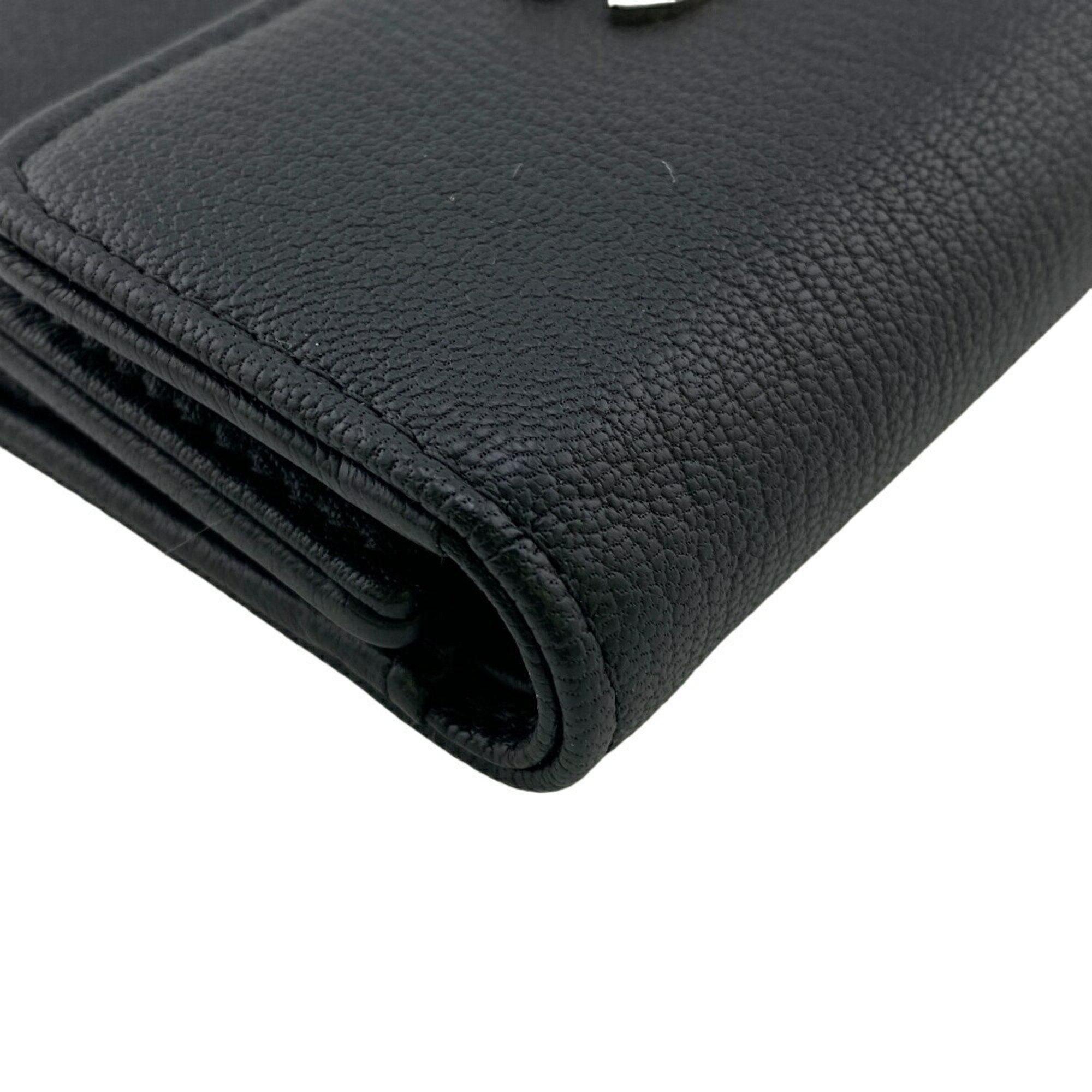 CHANEL Coco Mark Billfold Tri-fold Wallet Black Women's