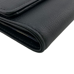 CHANEL Coco Mark Billfold Tri-fold Wallet Black Women's