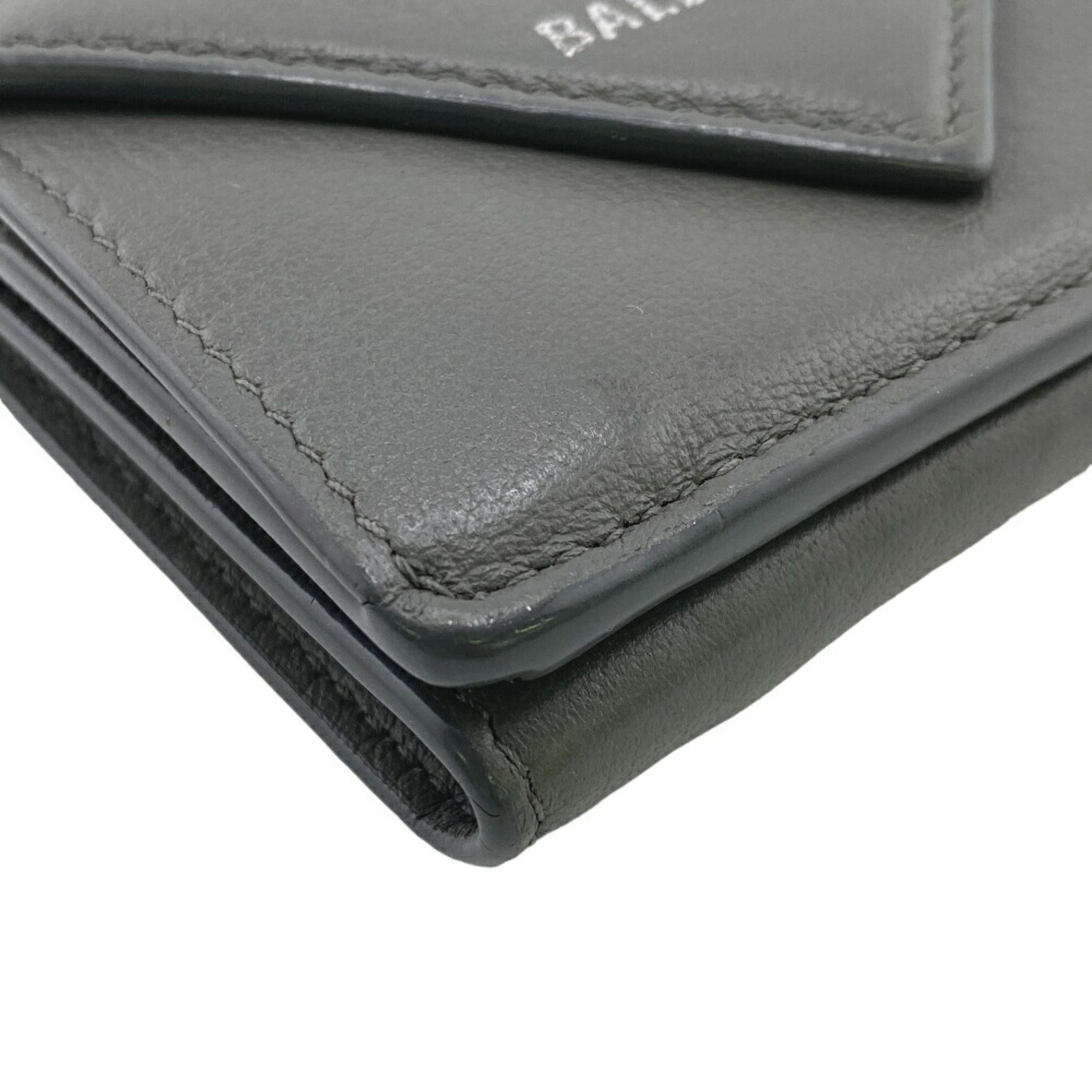 BALENCIAGA 391446 Paper Tri-fold Wallet Grey Women's