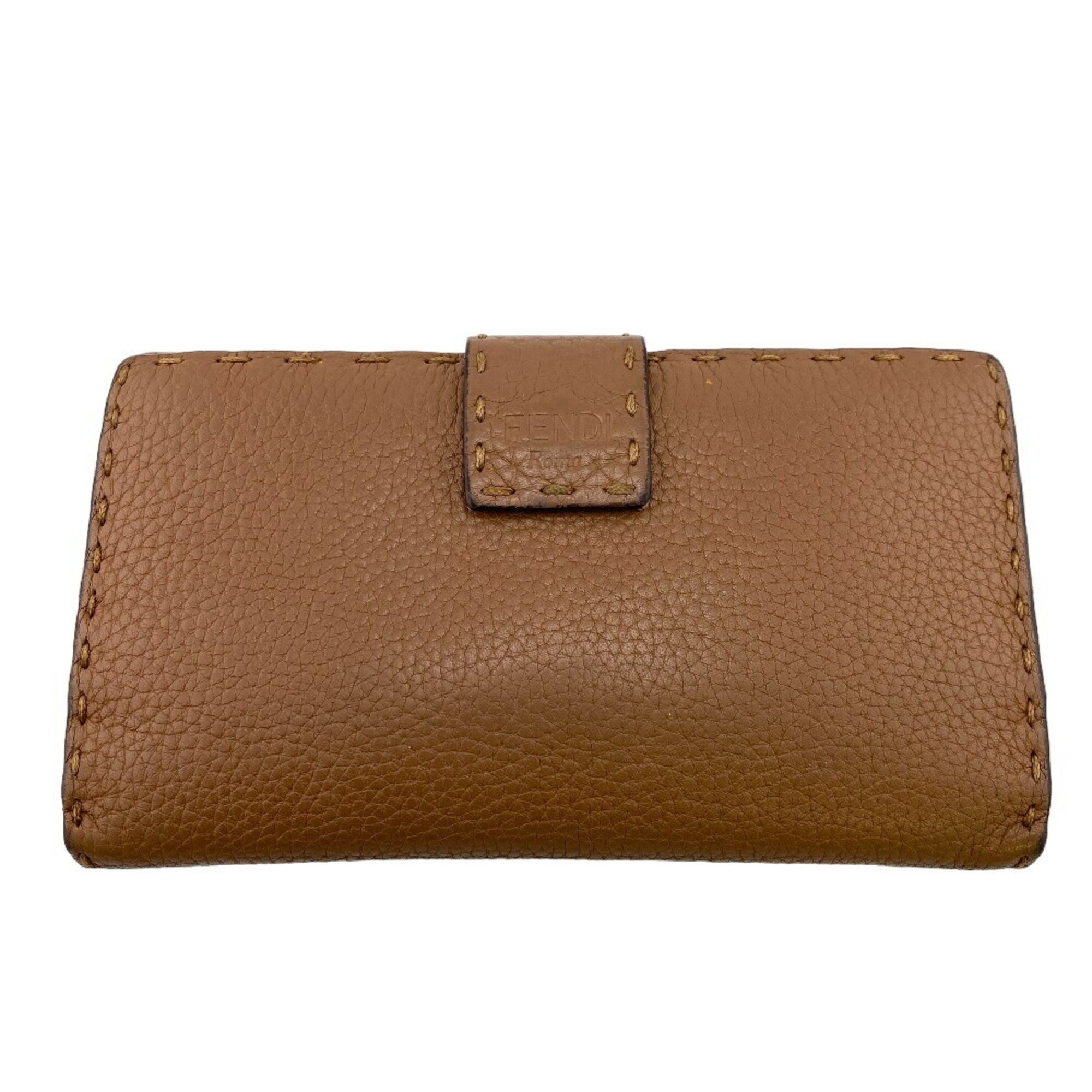 FENDI 8M0308 Selleria Peekaboo Long Wallet Brown Women's