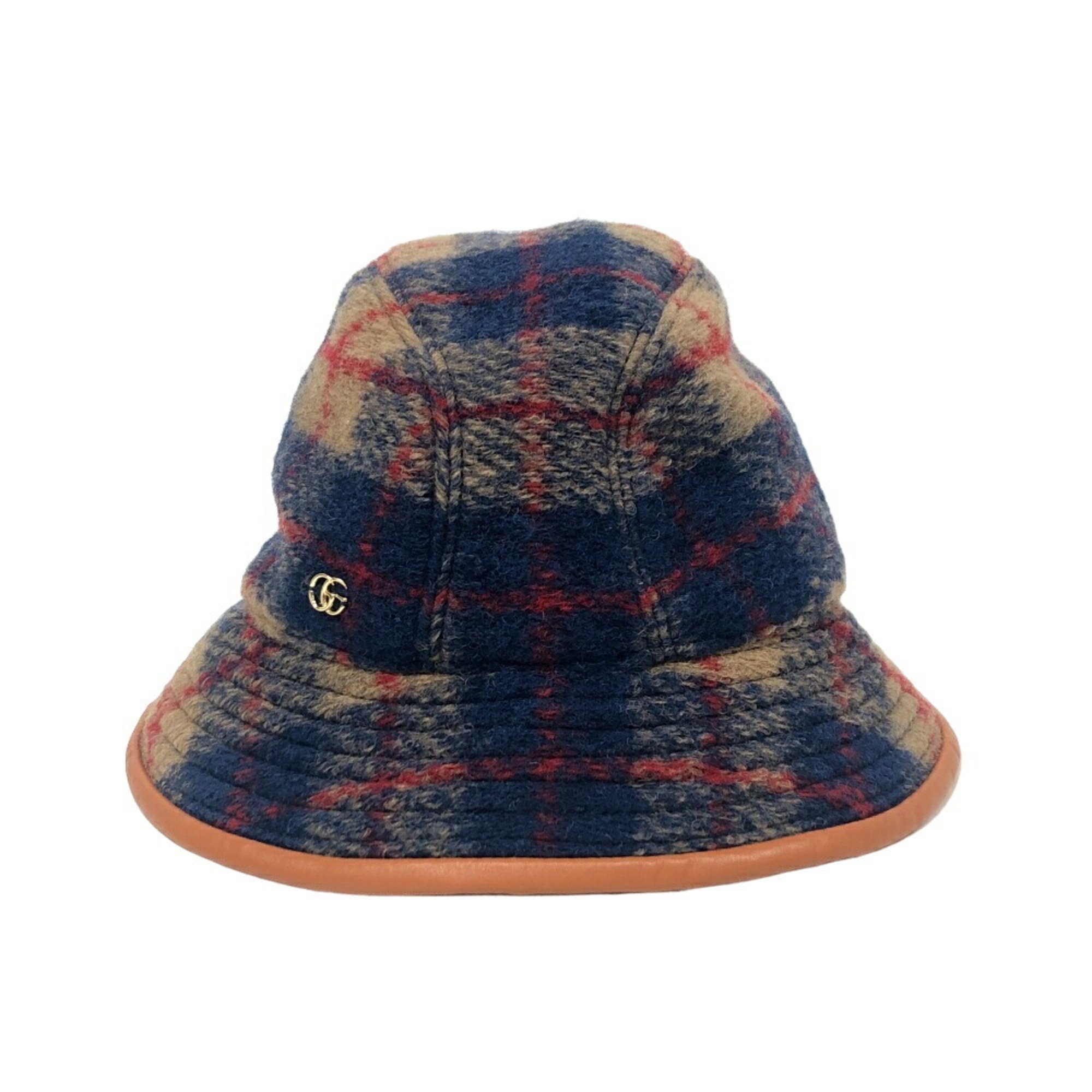 GUCCI 727244 58 M Check Hat Brown Unisex