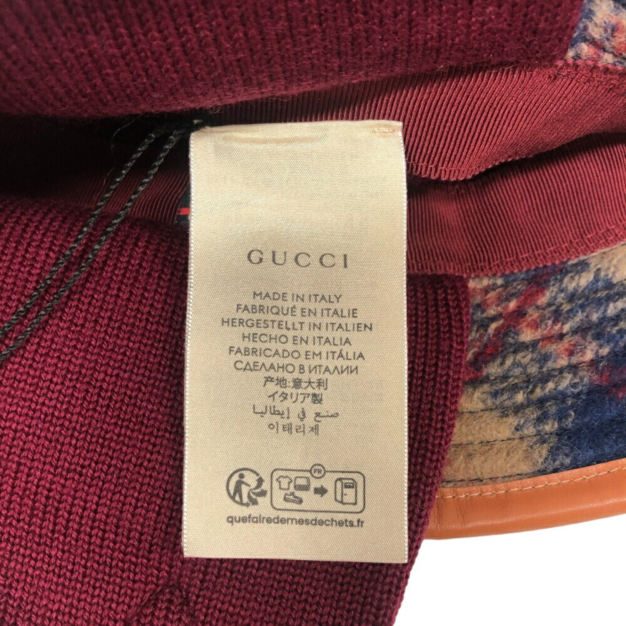 GUCCI 727244 58 M Check Hat Brown Unisex